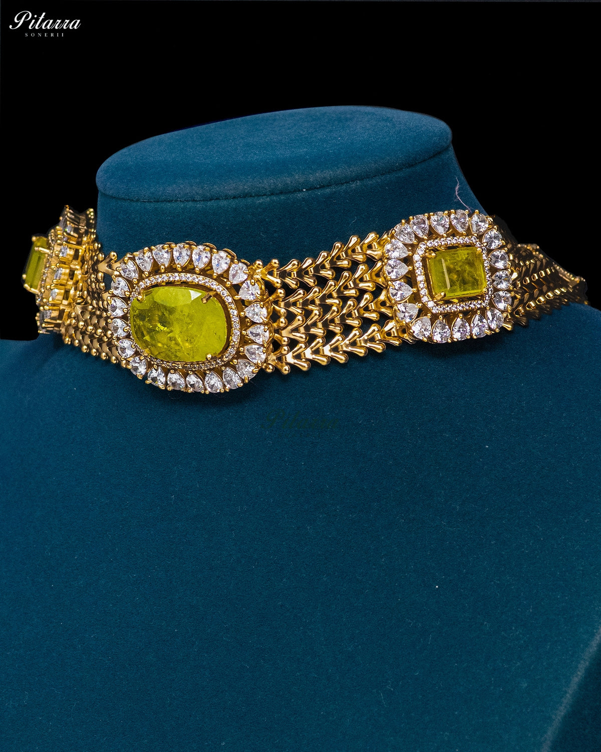 Lime Green Stone Kundan Choker Set