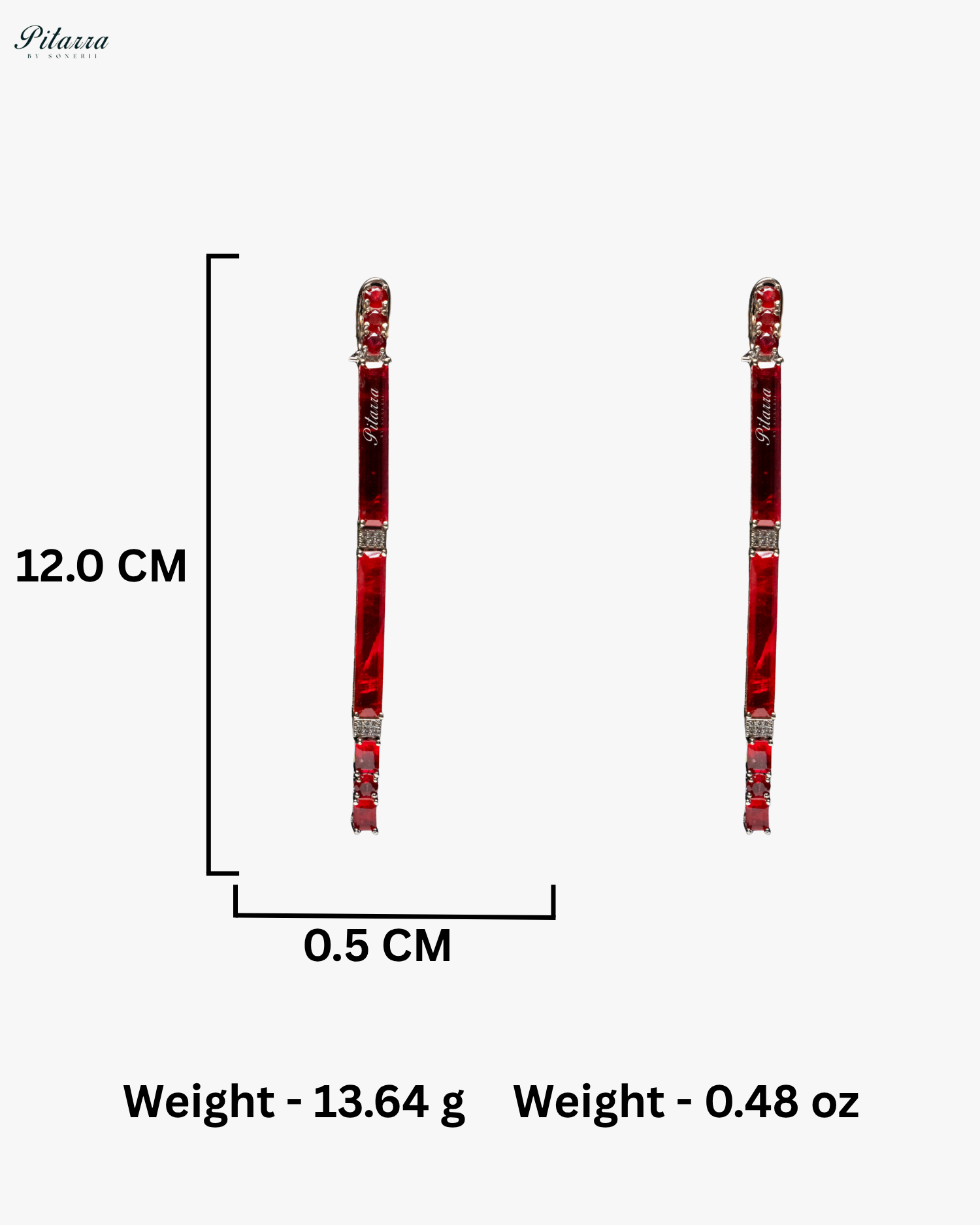 Red Stone Linear Long Doublet Drop Earrings