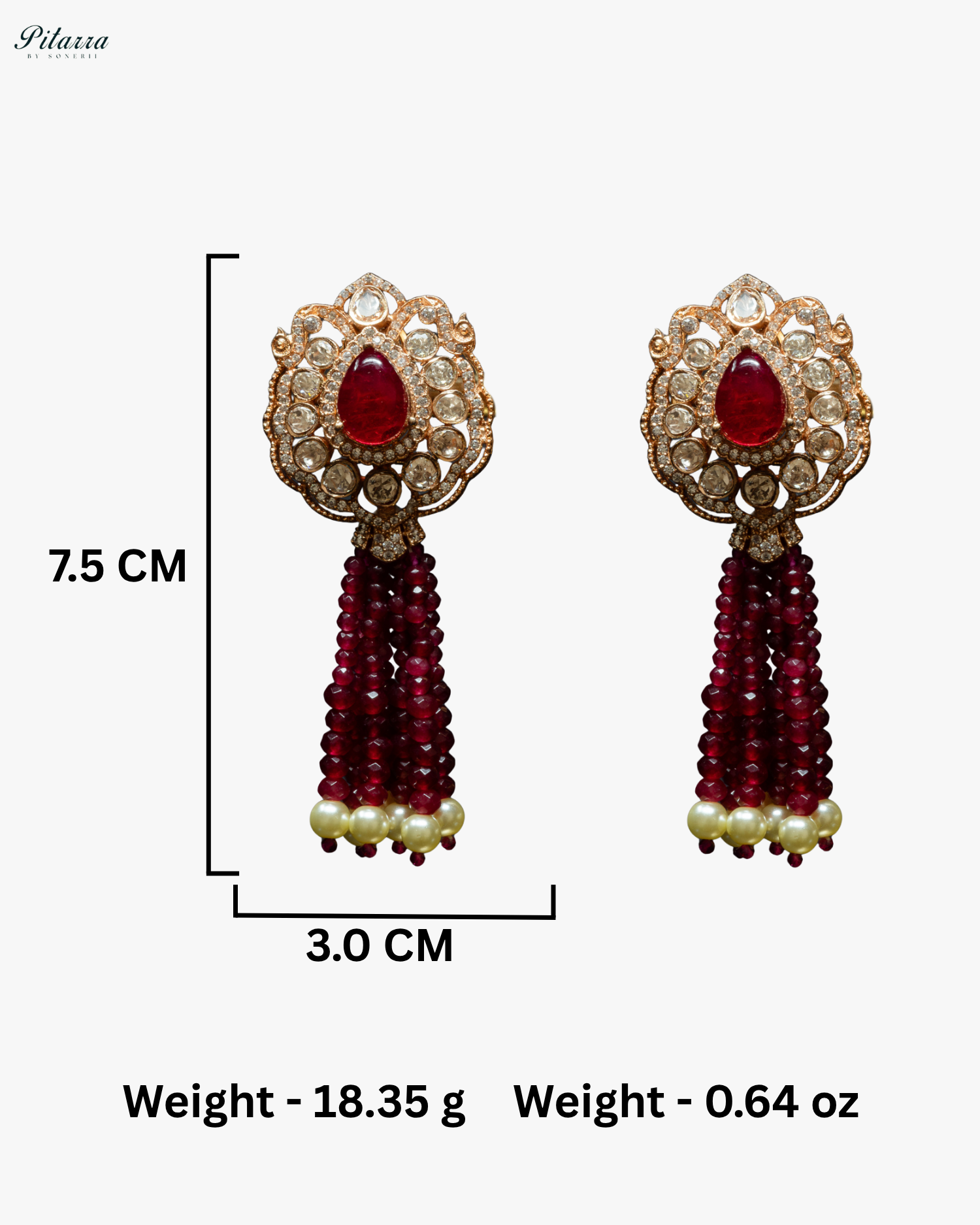 Long Red Beads Kundan Necklace Set