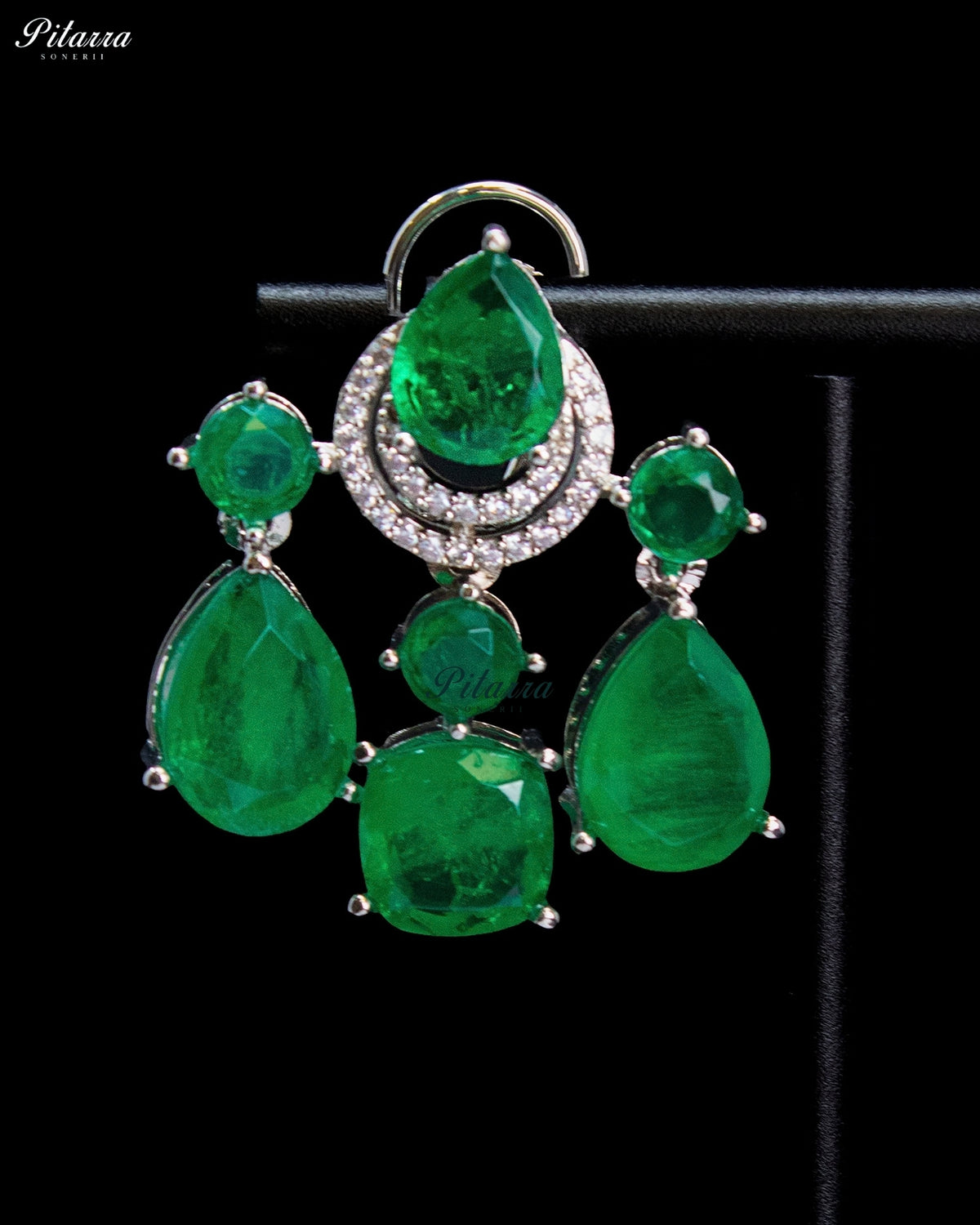 Emerald Green Crystal Dangler Earrings