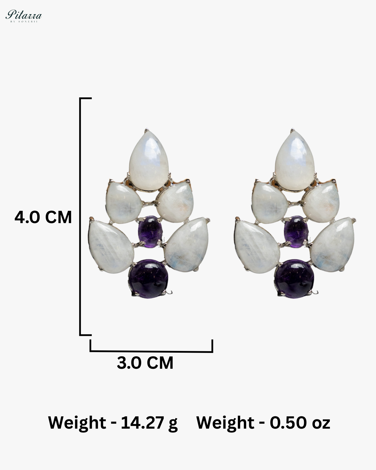 White Purple Ethnic Stud Earrings