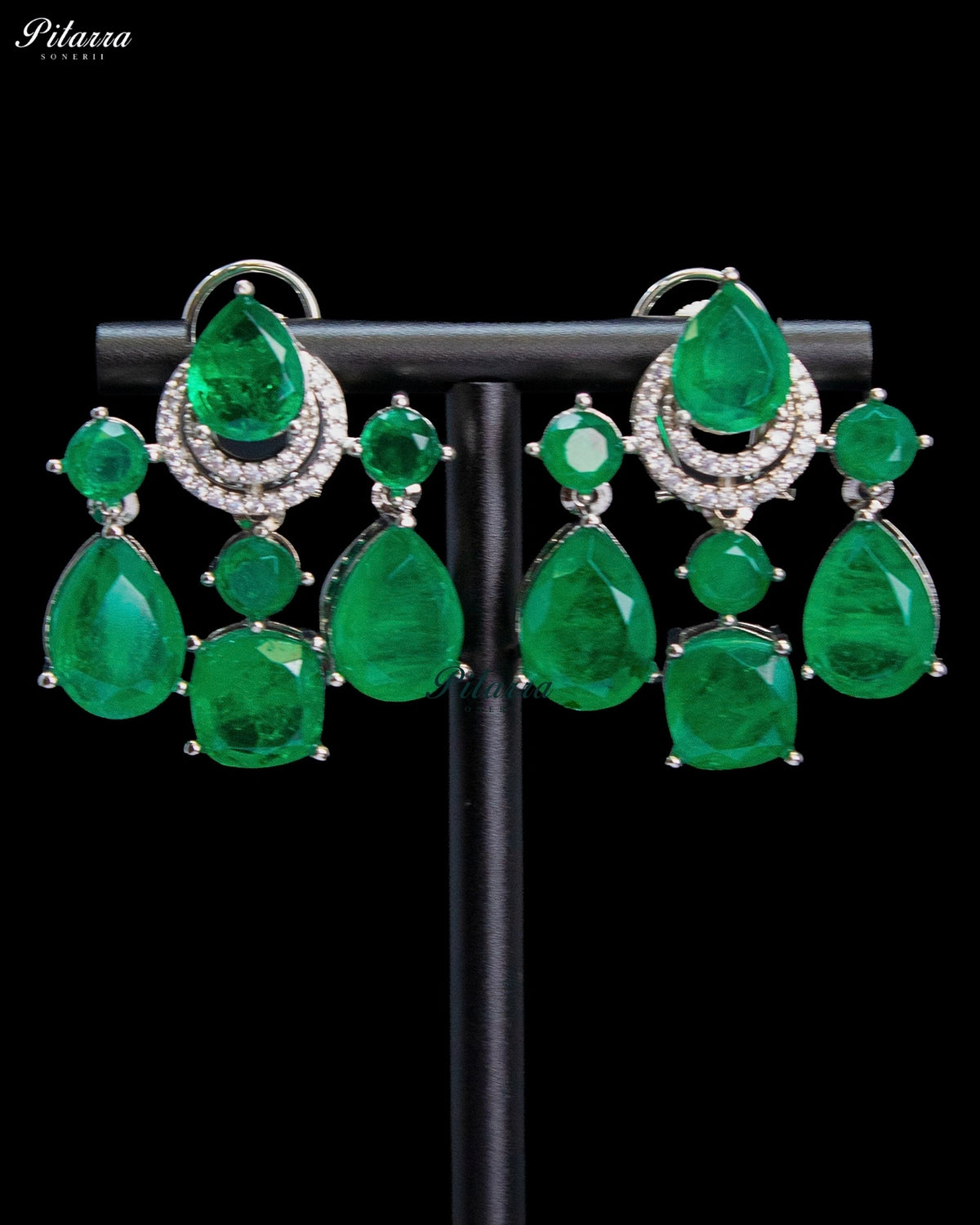 Emerald Green Crystal Dangler Earrings