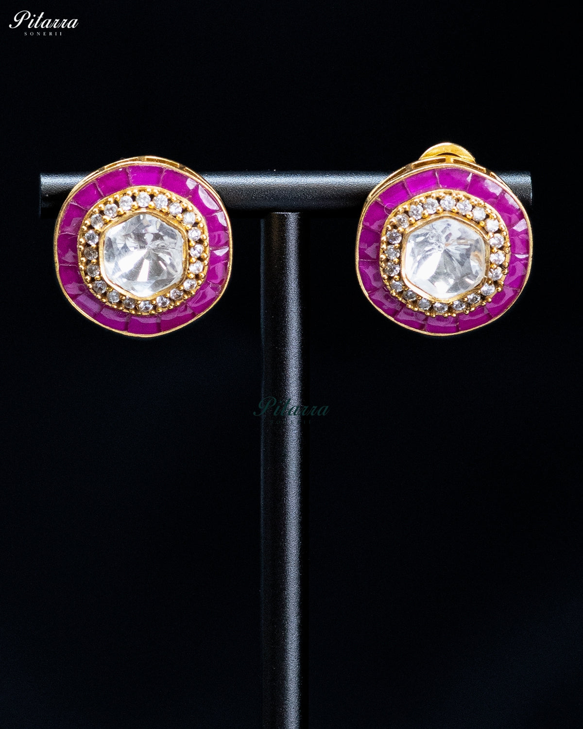 Pink Round And Teardrop Kundan Necklace Set