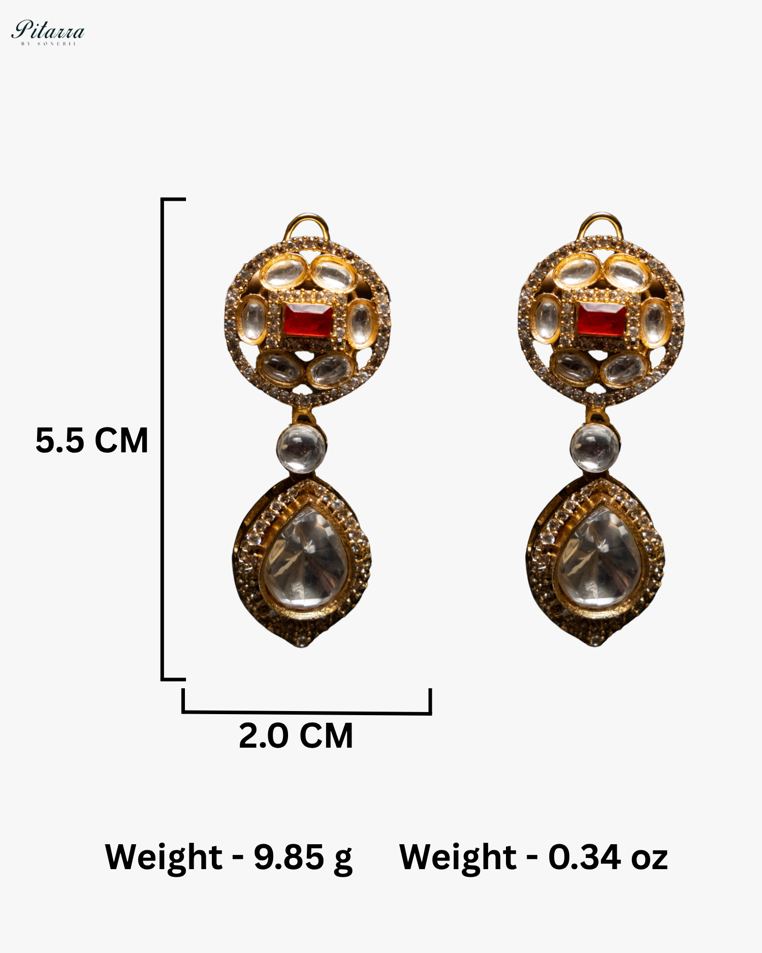 Red Moissanite Stone Long Necklace Set