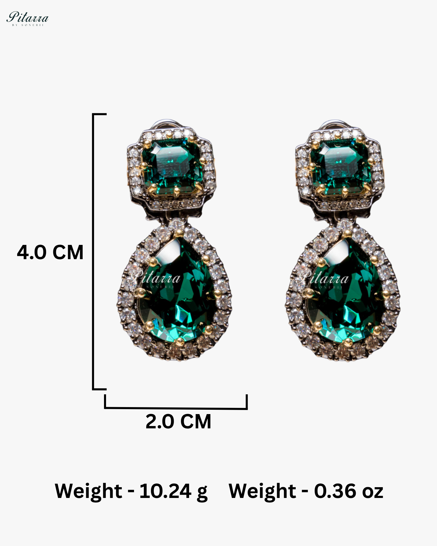 Emerald Two Layer Silver CZ victorian black polish Necklace Set