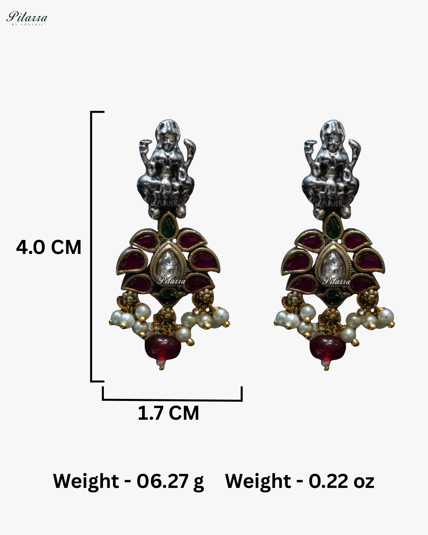 Beads Chain White Stone Laxmi Silver Look Alike Pendant Set