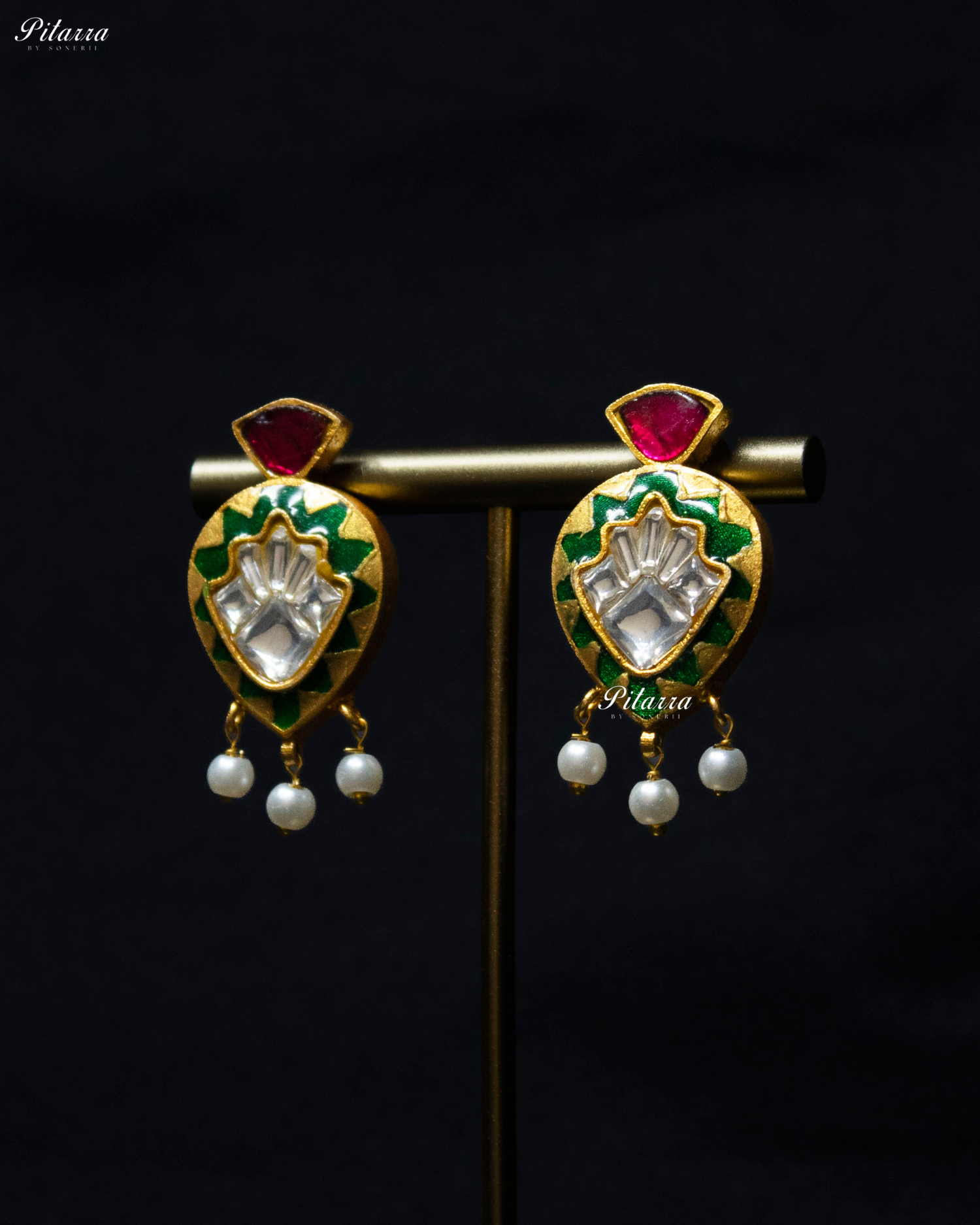 Green Drop Exclusive Meena Kundan Necklace Set