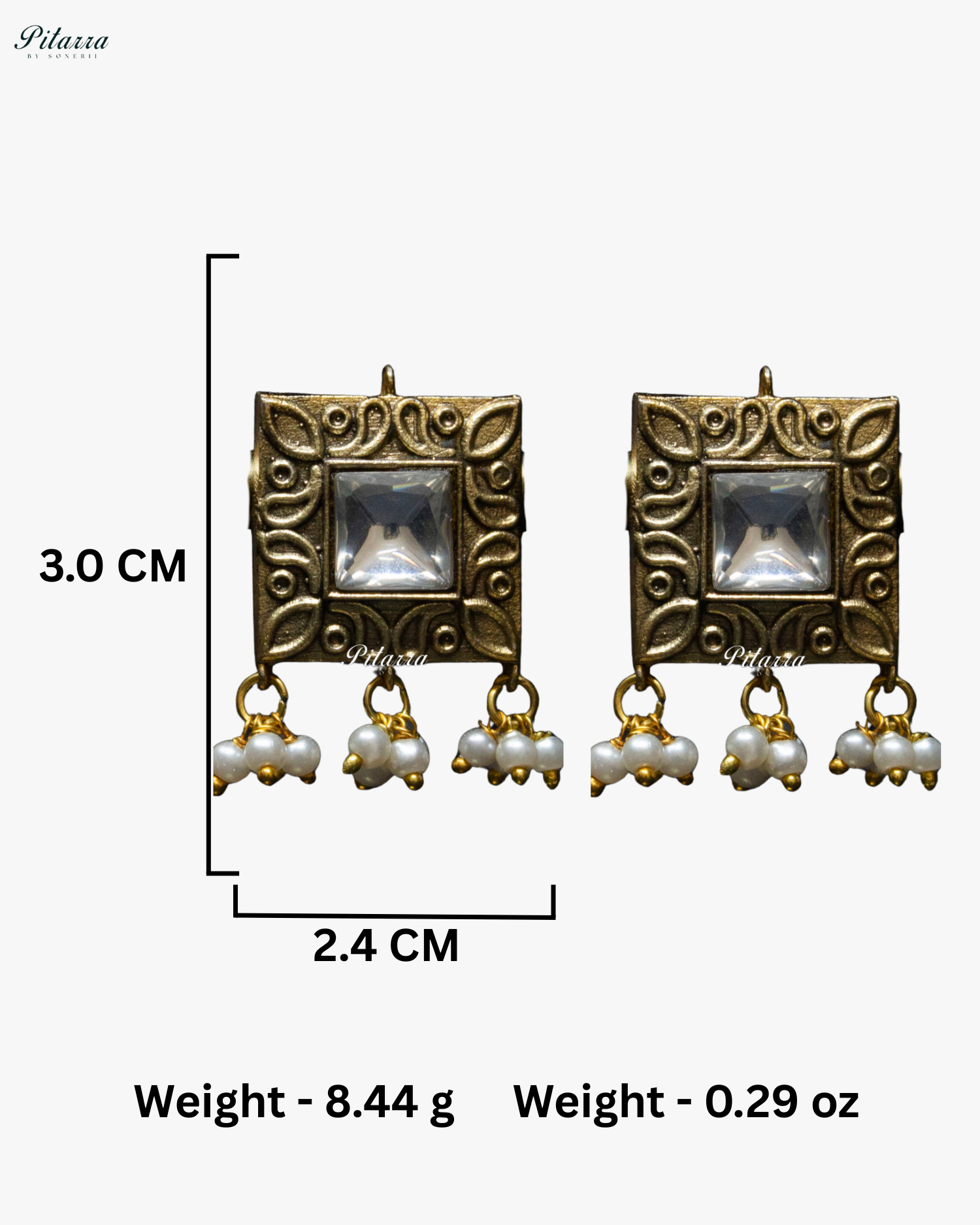 Square Clear Crystal Stone Golden Tone Kundan Choker Set
