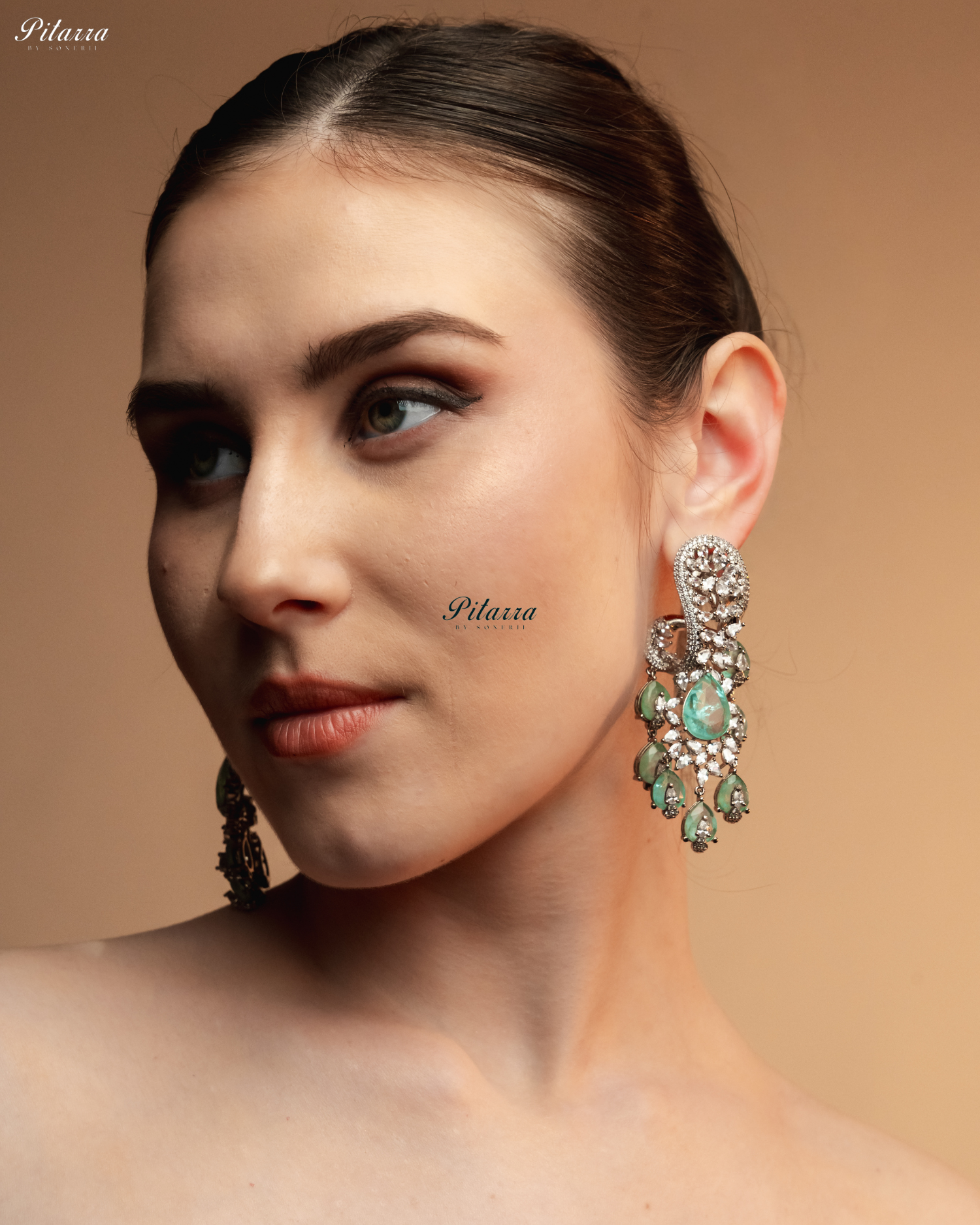 Piscine Blue Silver Polish CZ Crystal Dangler Earrings