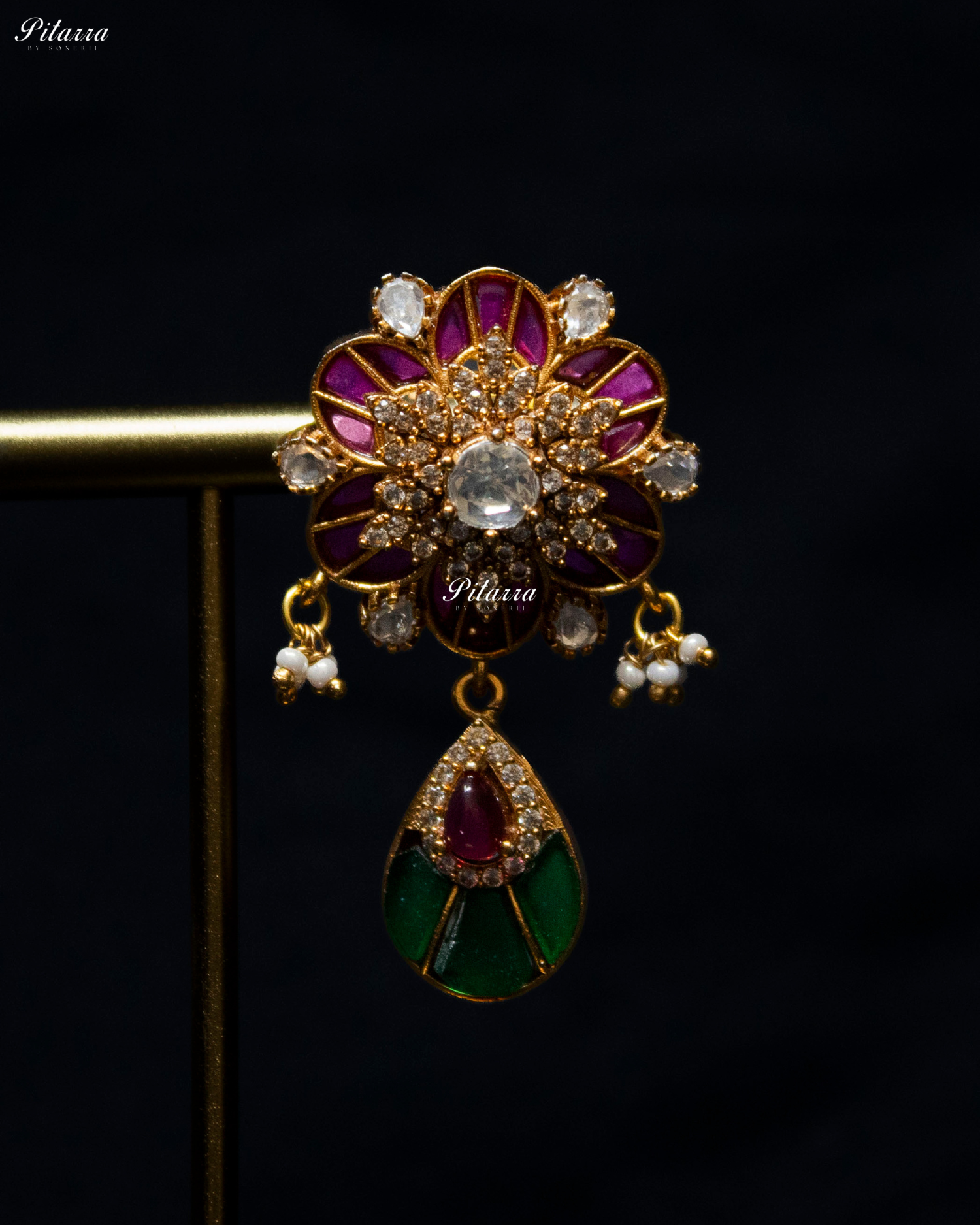 Pink Emerald Luxury Meenakari Polki choker Necklace Set