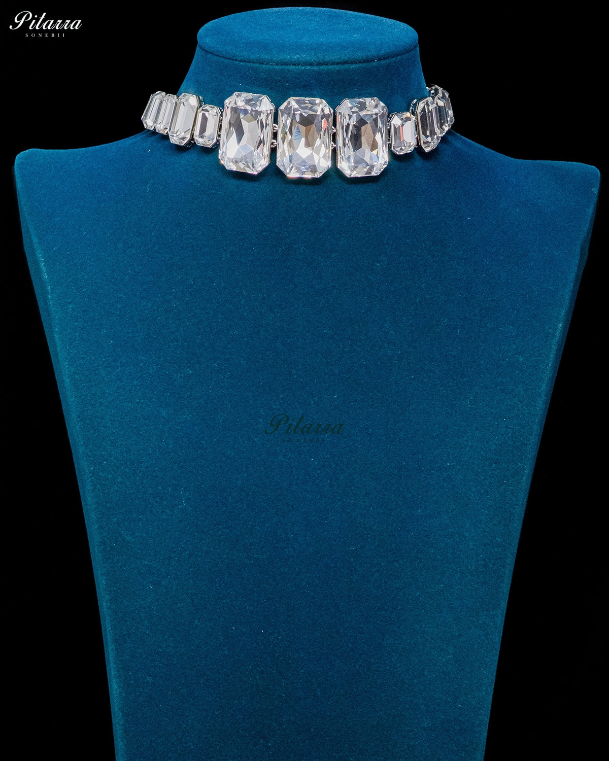 Clear Crystal Silver CZ Choker Necklace Set