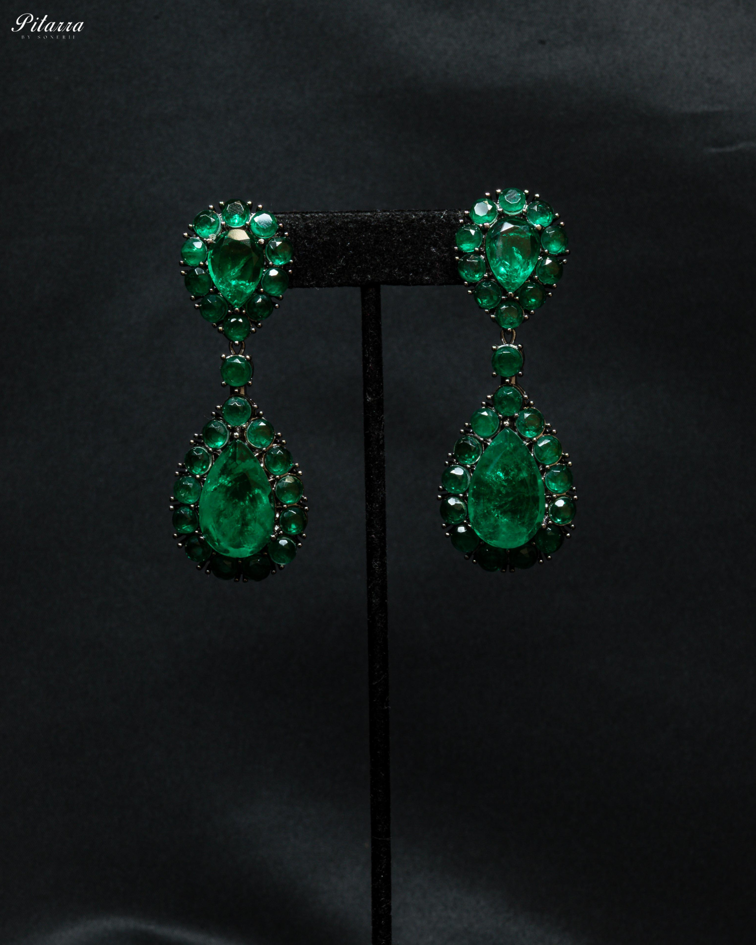 Emerald Drop Doublet CZ Crystal Dangle Earrings