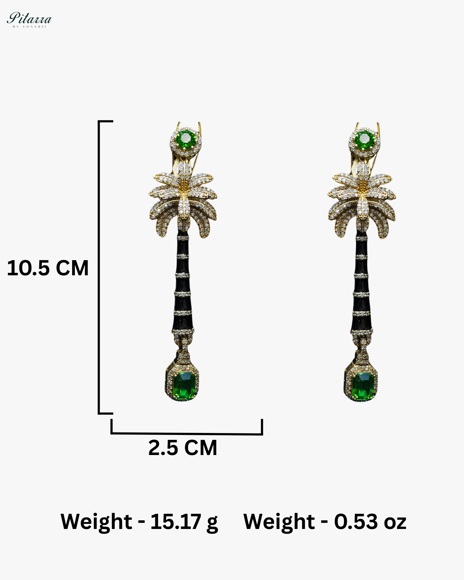 Peridot Color Palm Tree Crystal Earrings