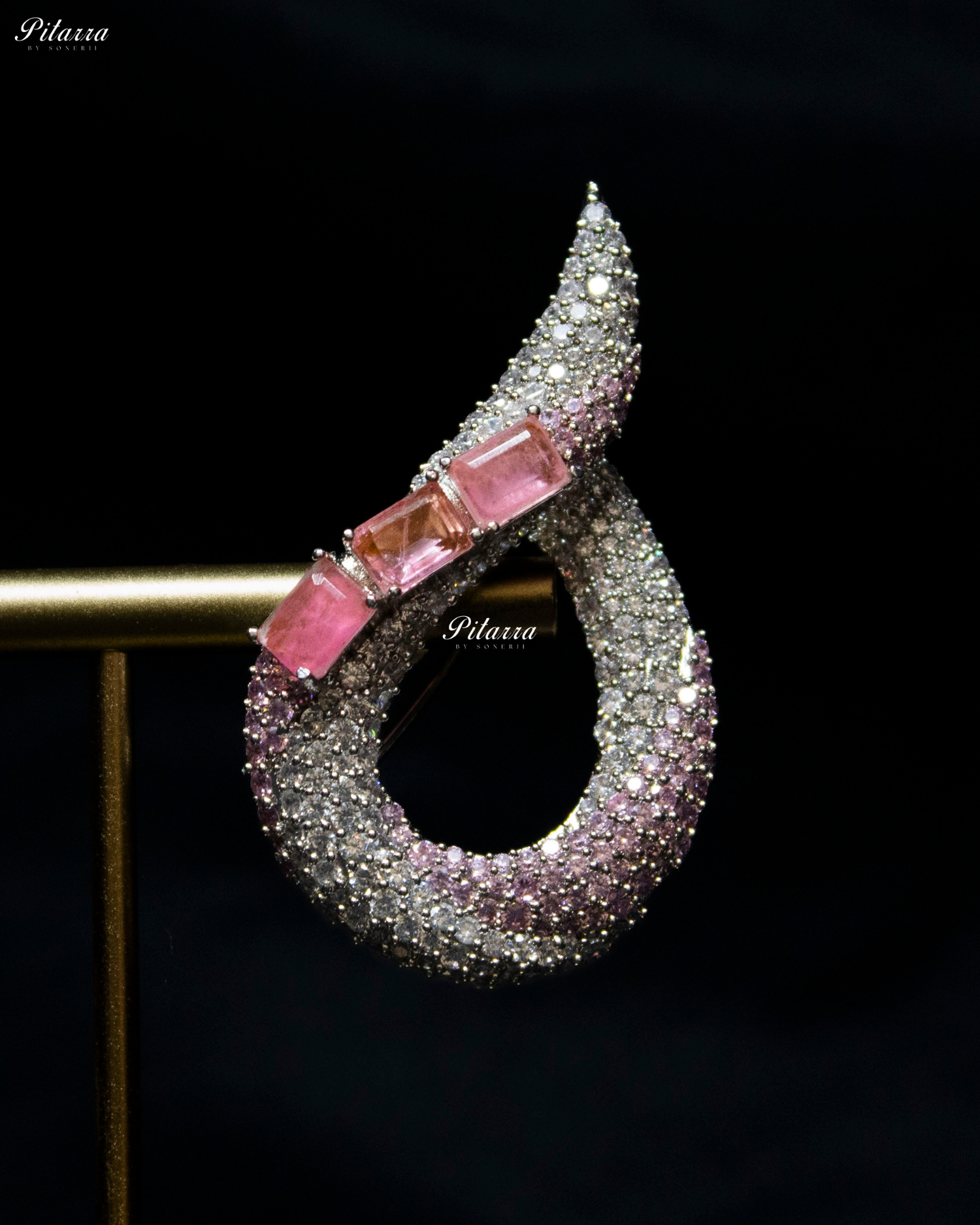 Pink Stone Sleek CZ Choker Statement Necklace Set