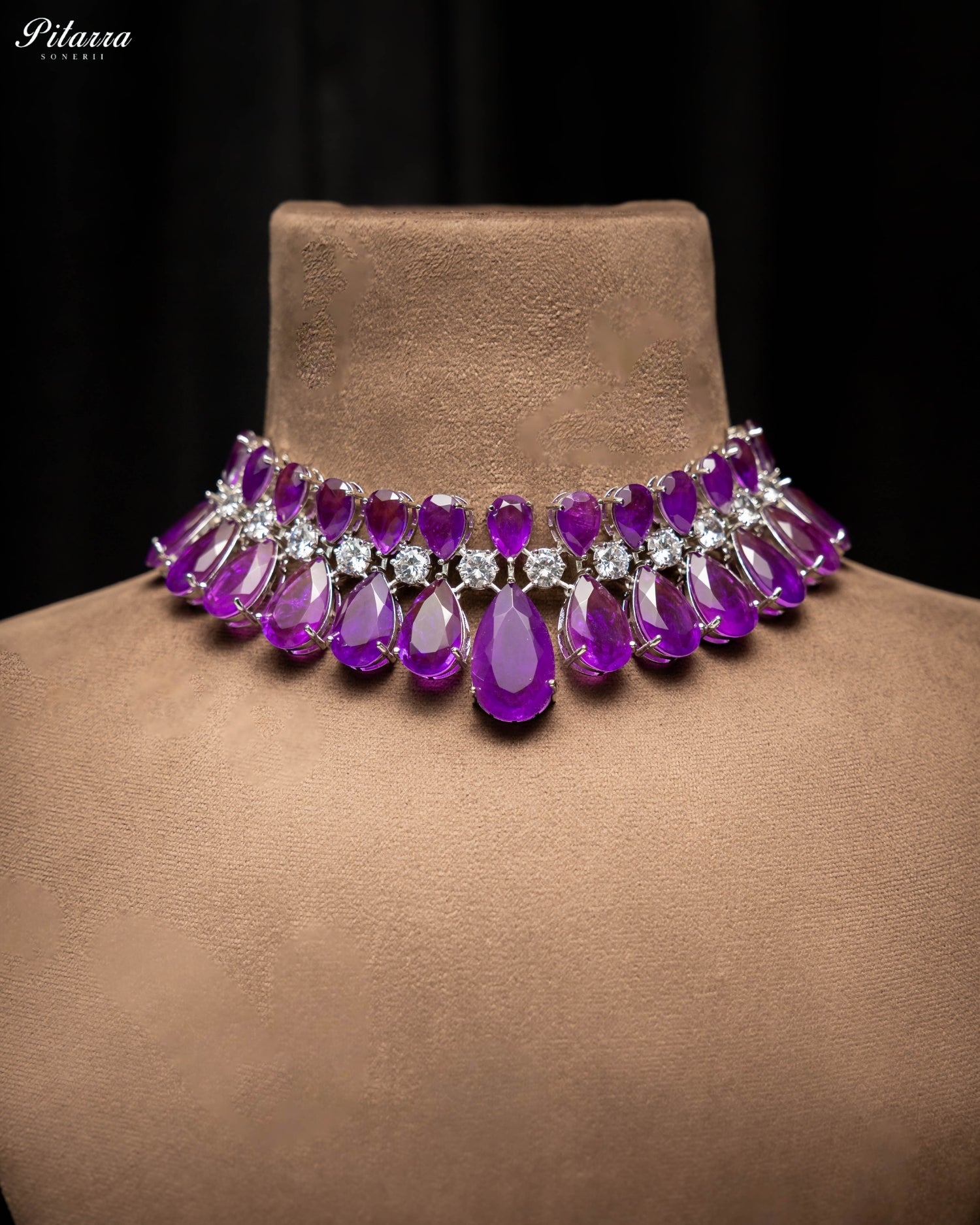 Amethyst Purple Crystal Statement Choker Necklace Set