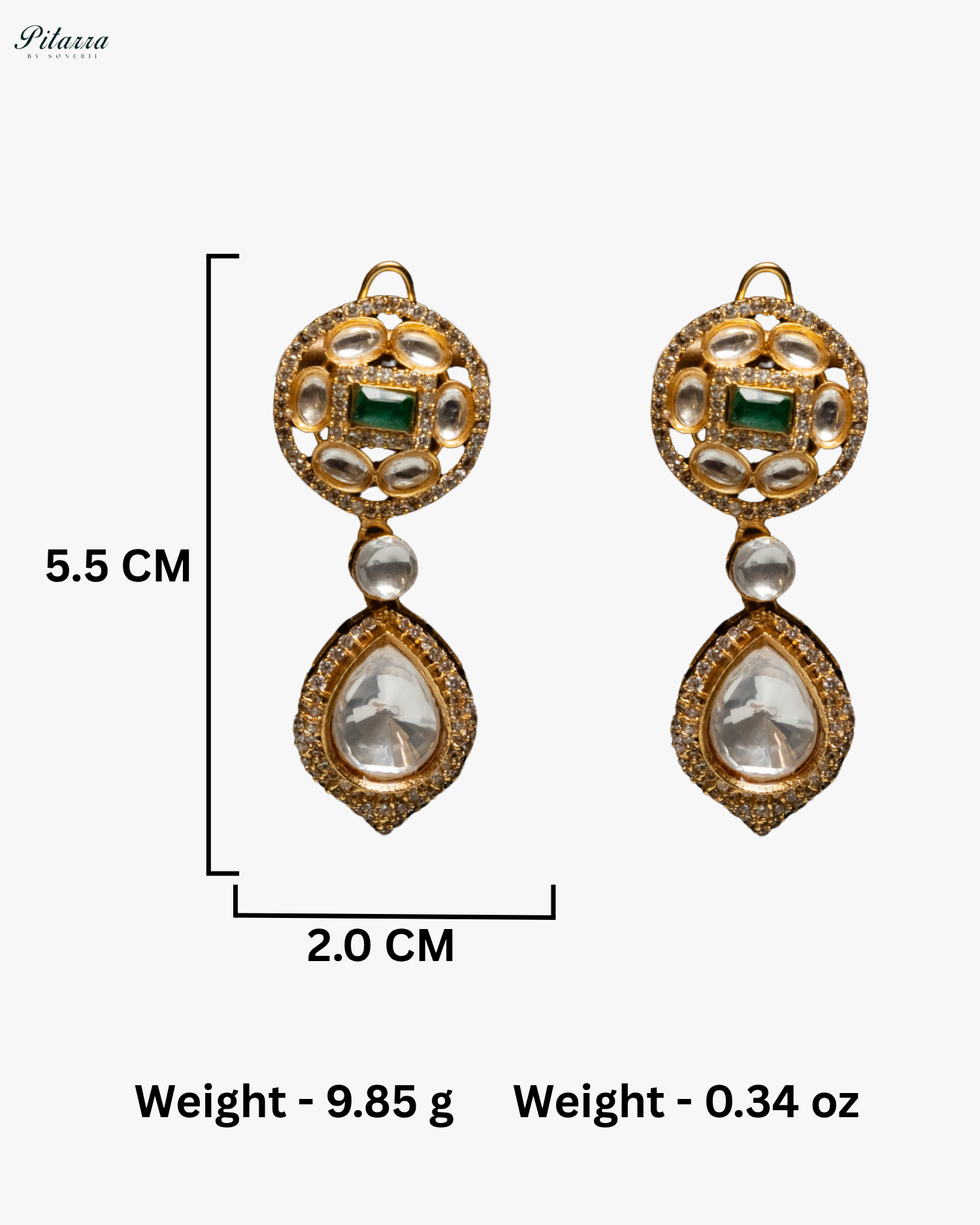 Green Moissanite Stone Long Necklace Set
