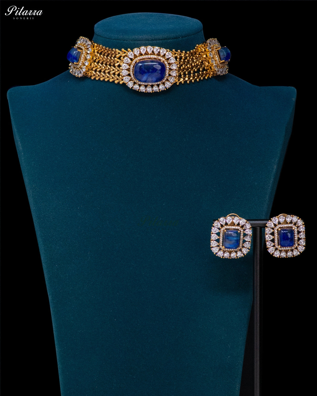 Royal Blue Stone Kundan Choker Set