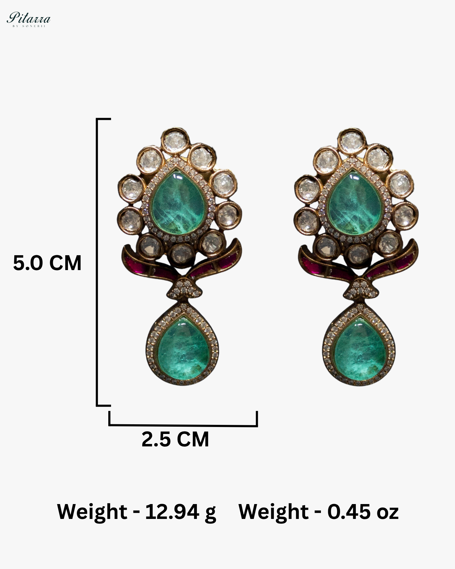 Green Drop Pink Line Victorian Polki Kundan Necklace Set