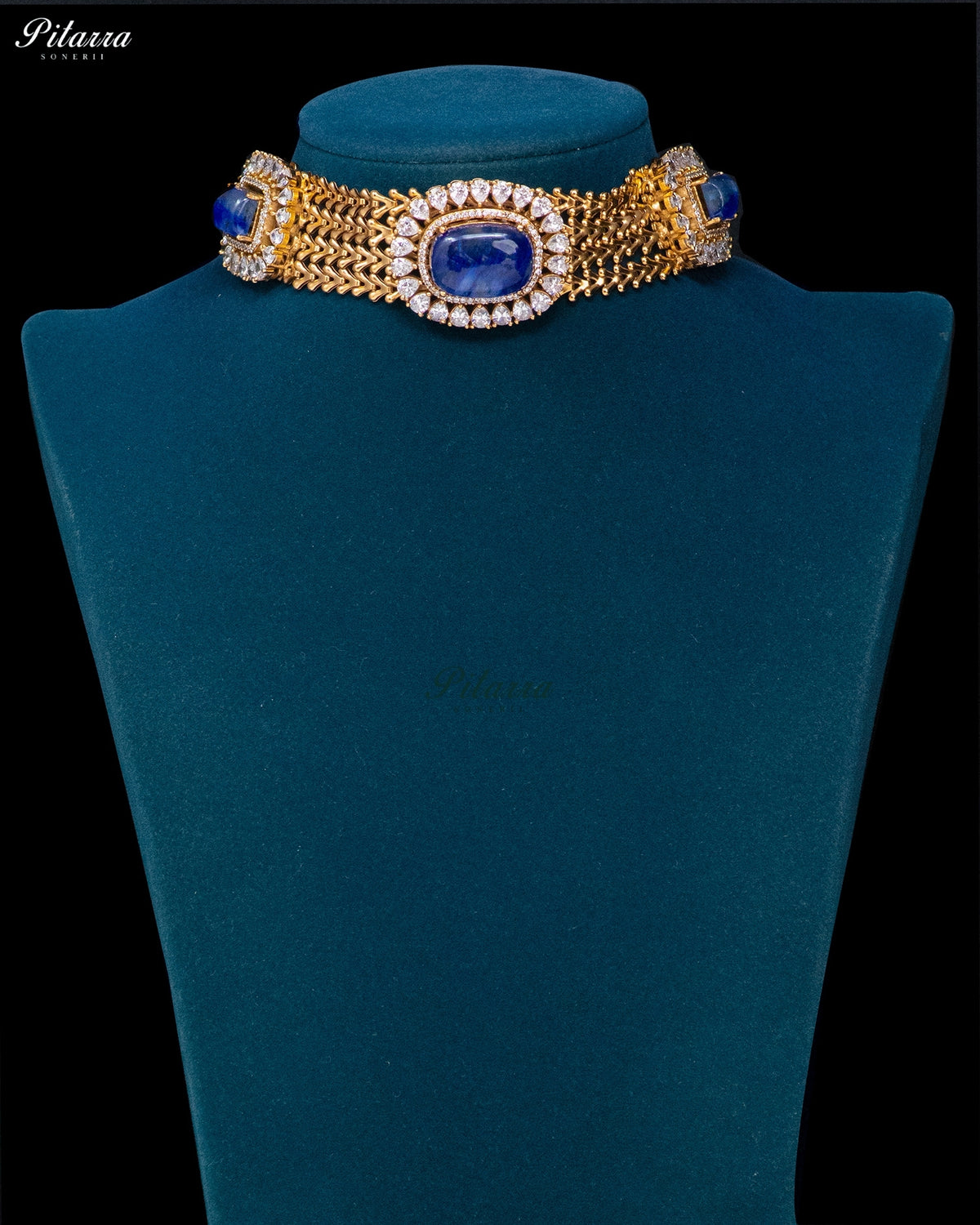Royal Blue Stone Kundan Choker Set