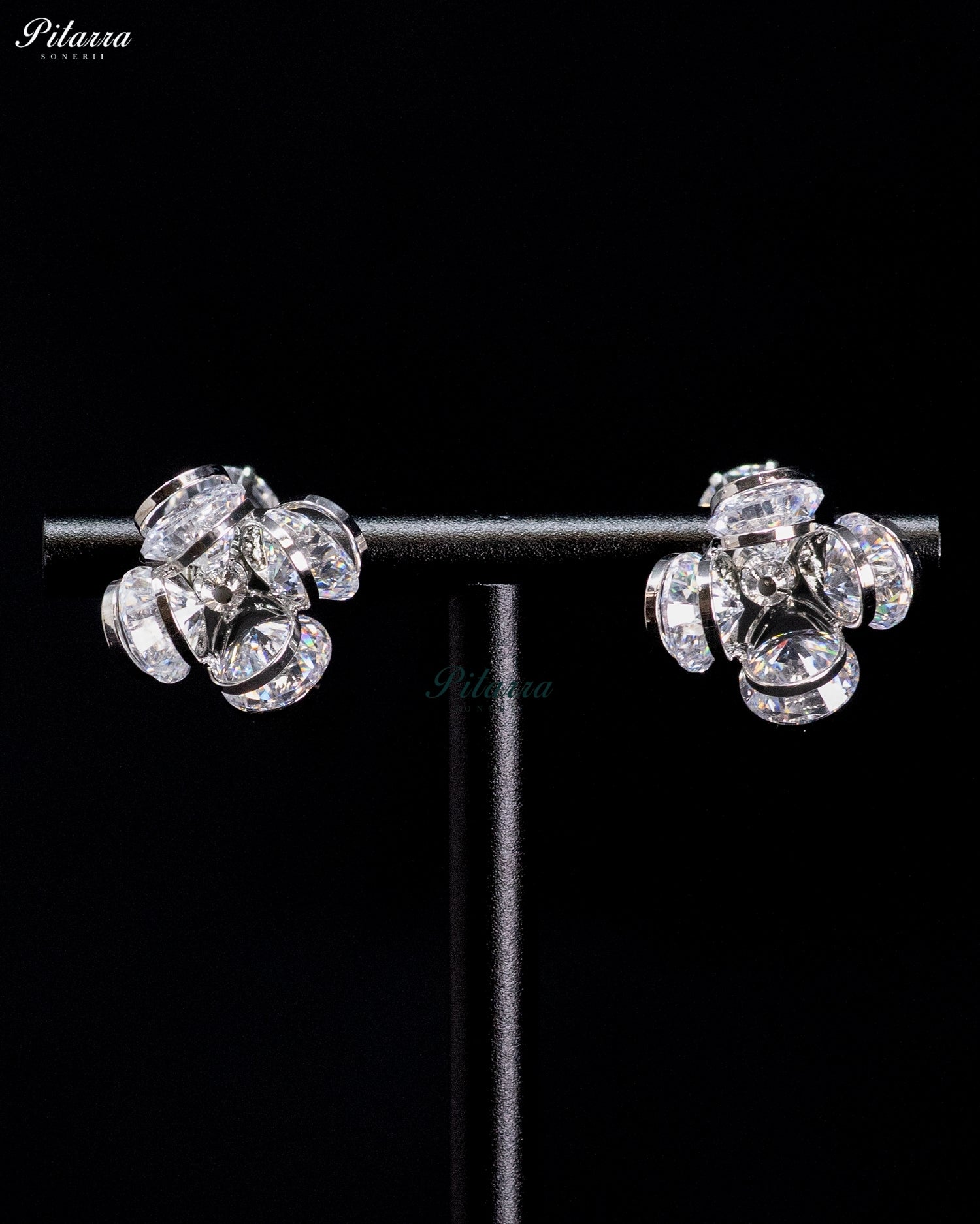 Crystal Cluster Flower Stud Earrings