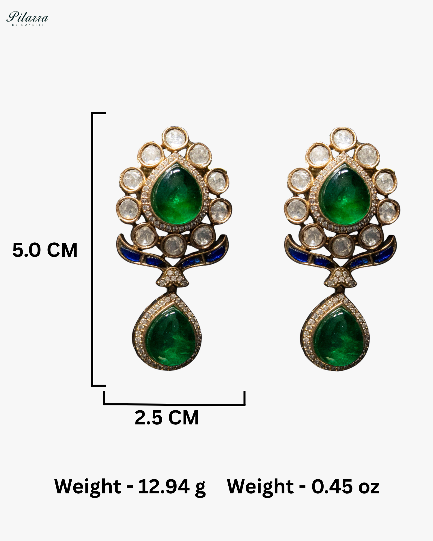 Emerald Drop Blue Line Victorian Polki Kundan Necklace Set