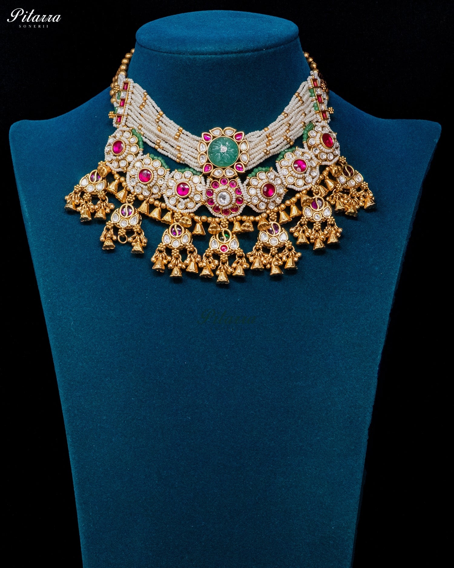 Multicolor Pearl Jhumka Necklace Set