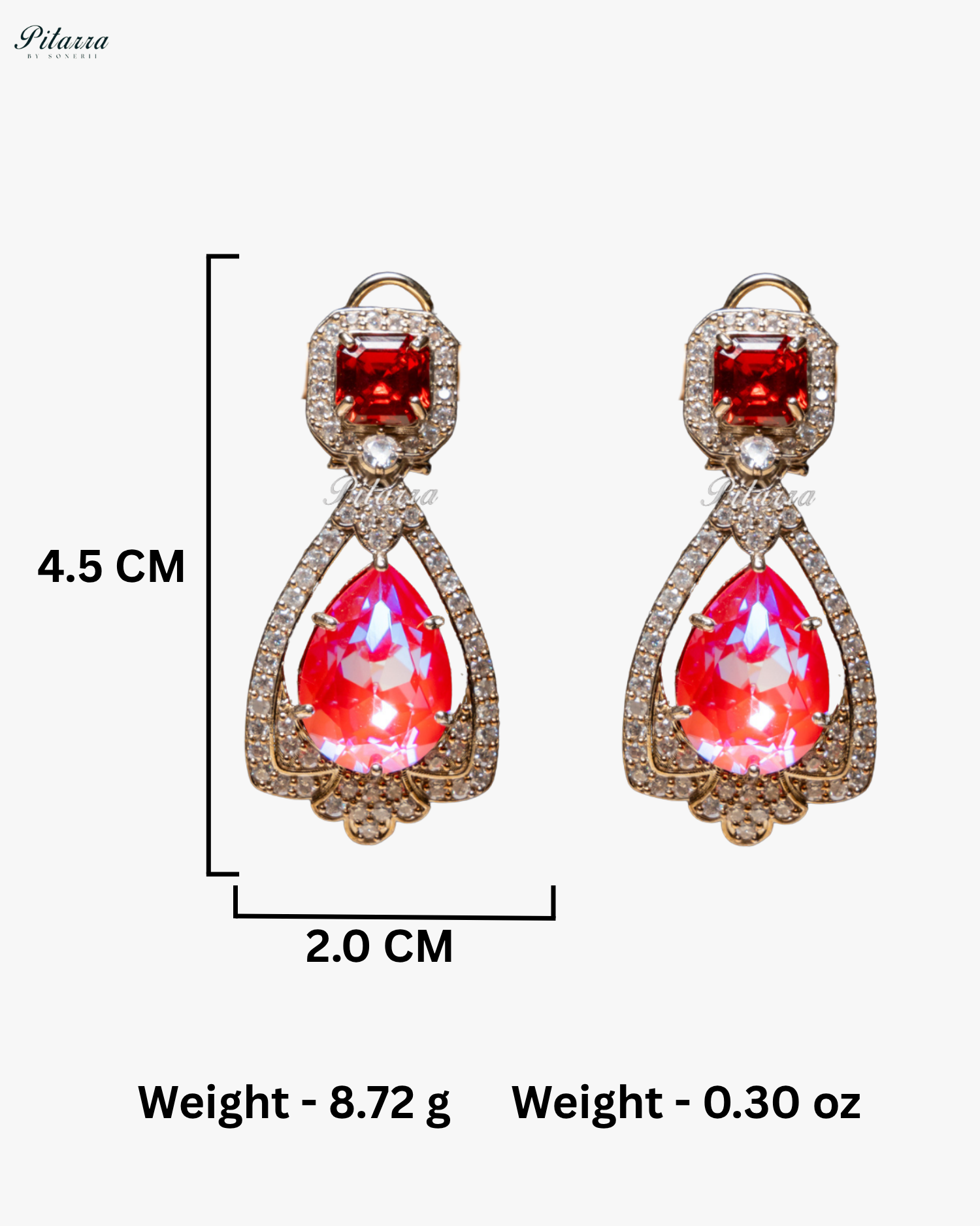 Red Stone Layered Zircon Necklace Set