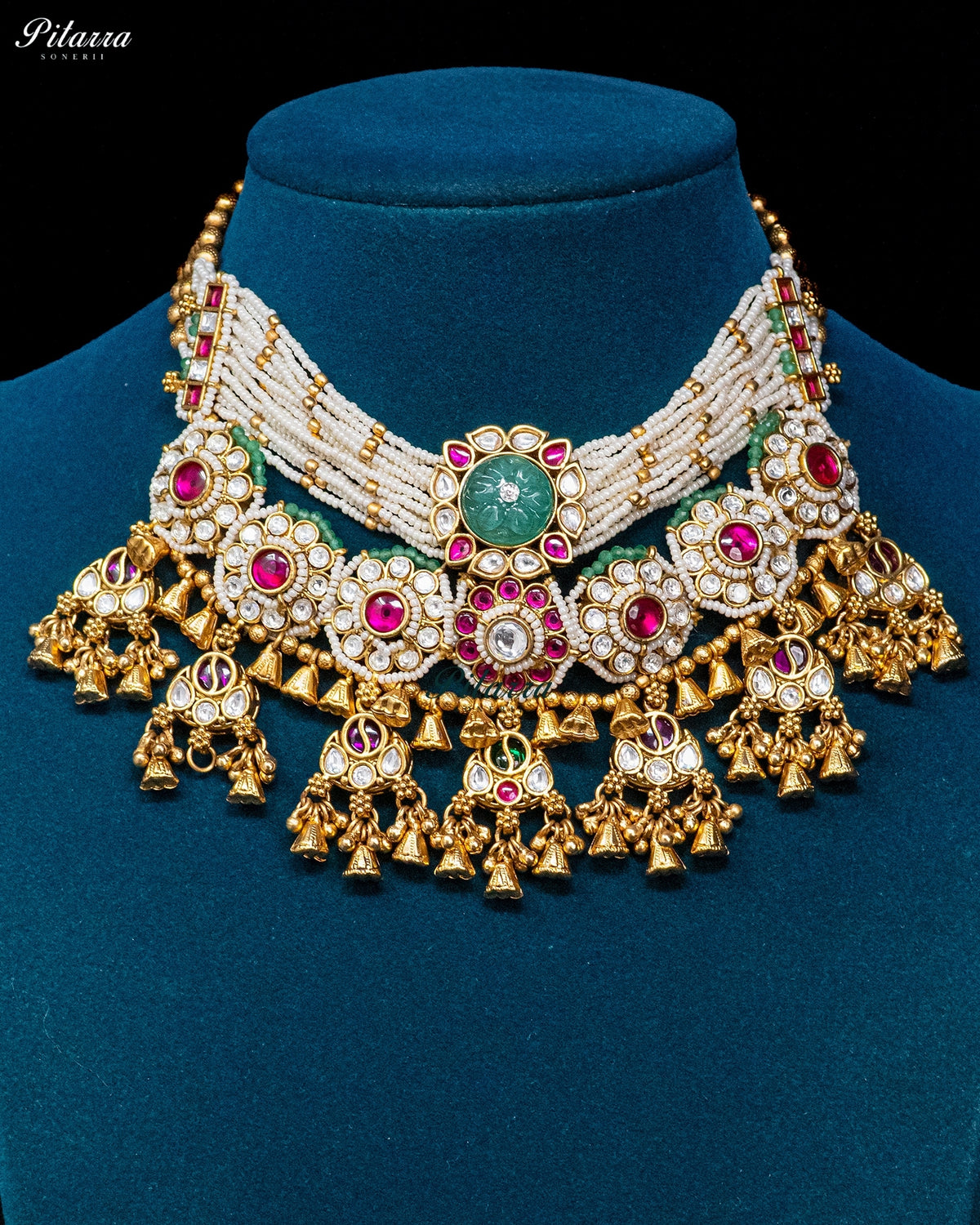 Multicolor Pearl Jhumka Necklace Set