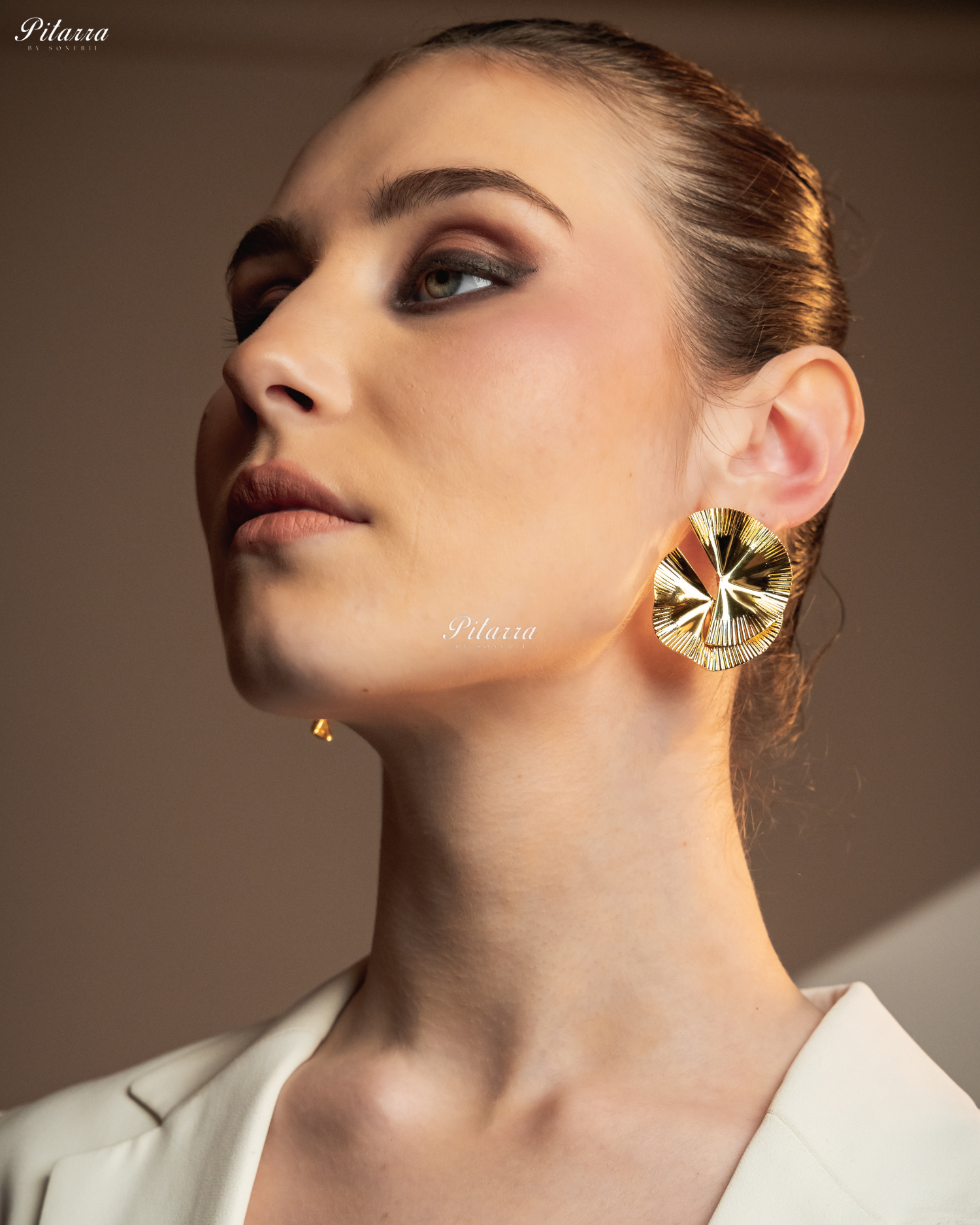 Gold Plated Twist Crystal Stud Earrings