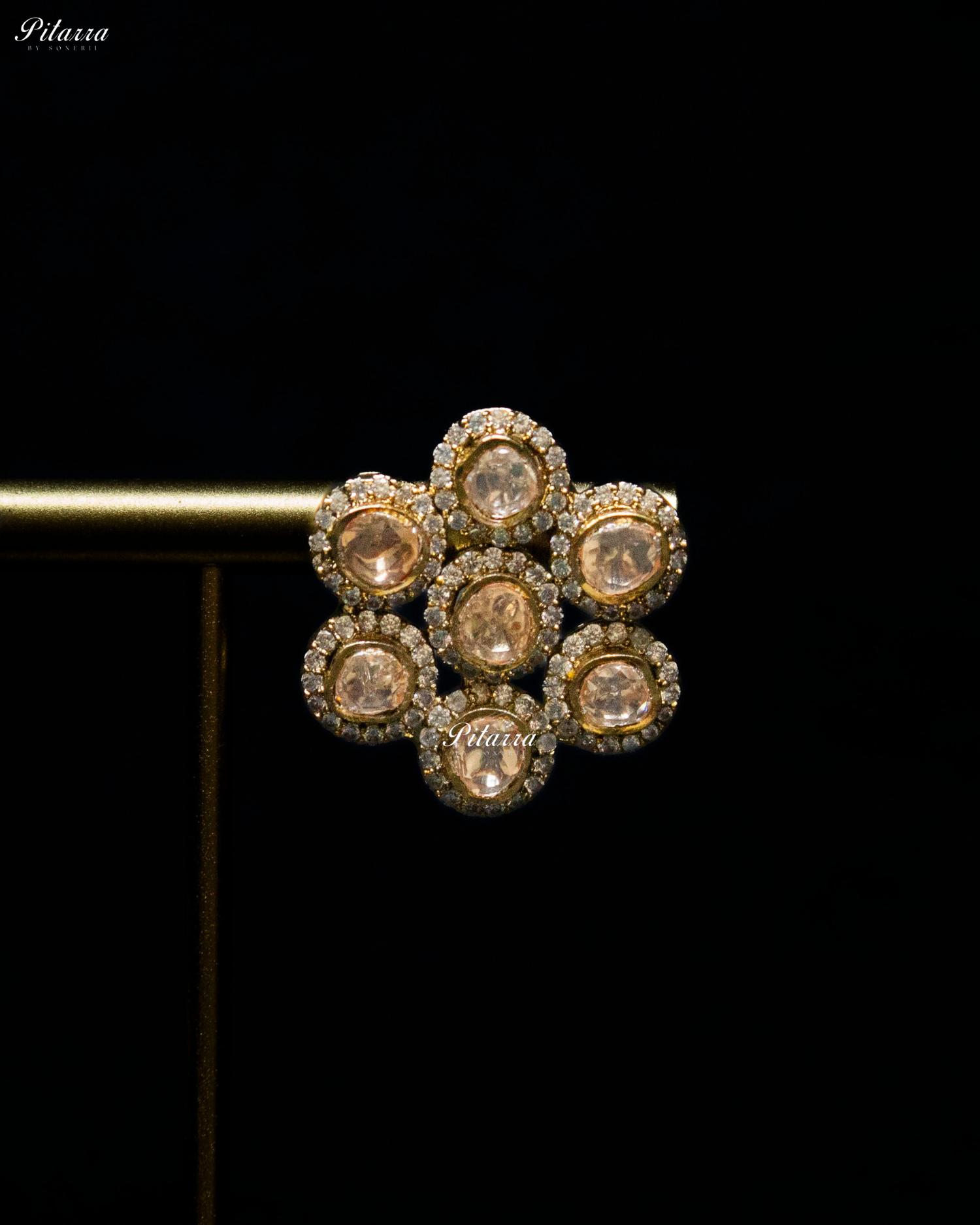 Three Layer White Stone Gold Finish Kundan Choker Set