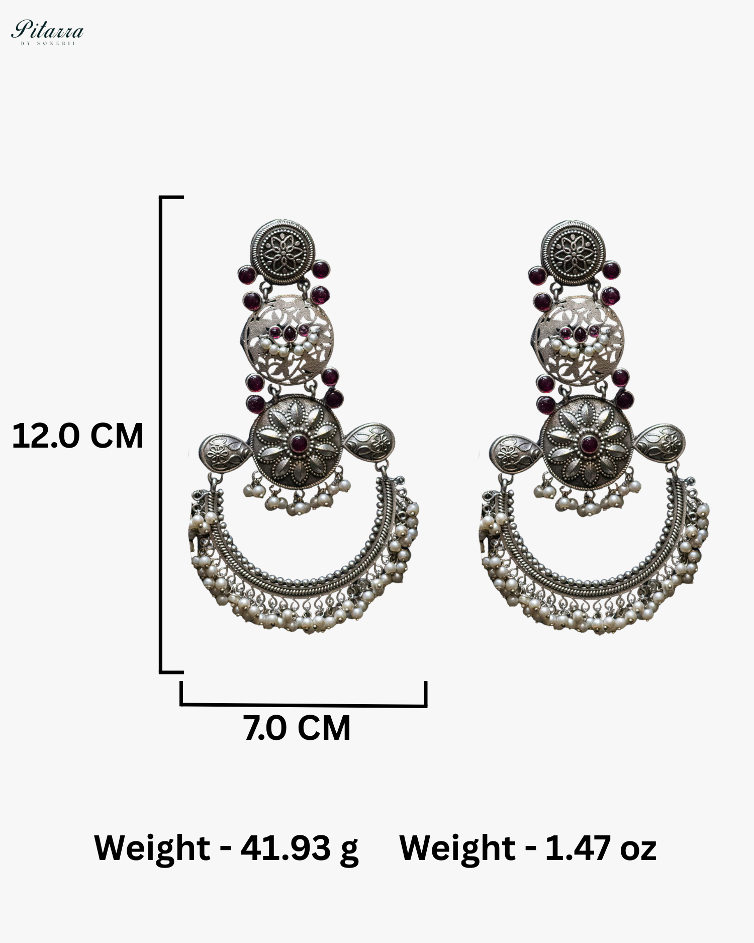 Pink Stone Flora Motif Silver Look Alike Dangler Earrings