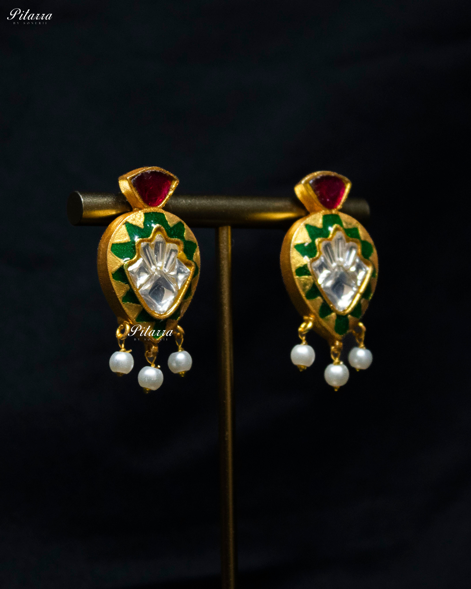 Green Drop Exclusive Meena Kundan Necklace Set