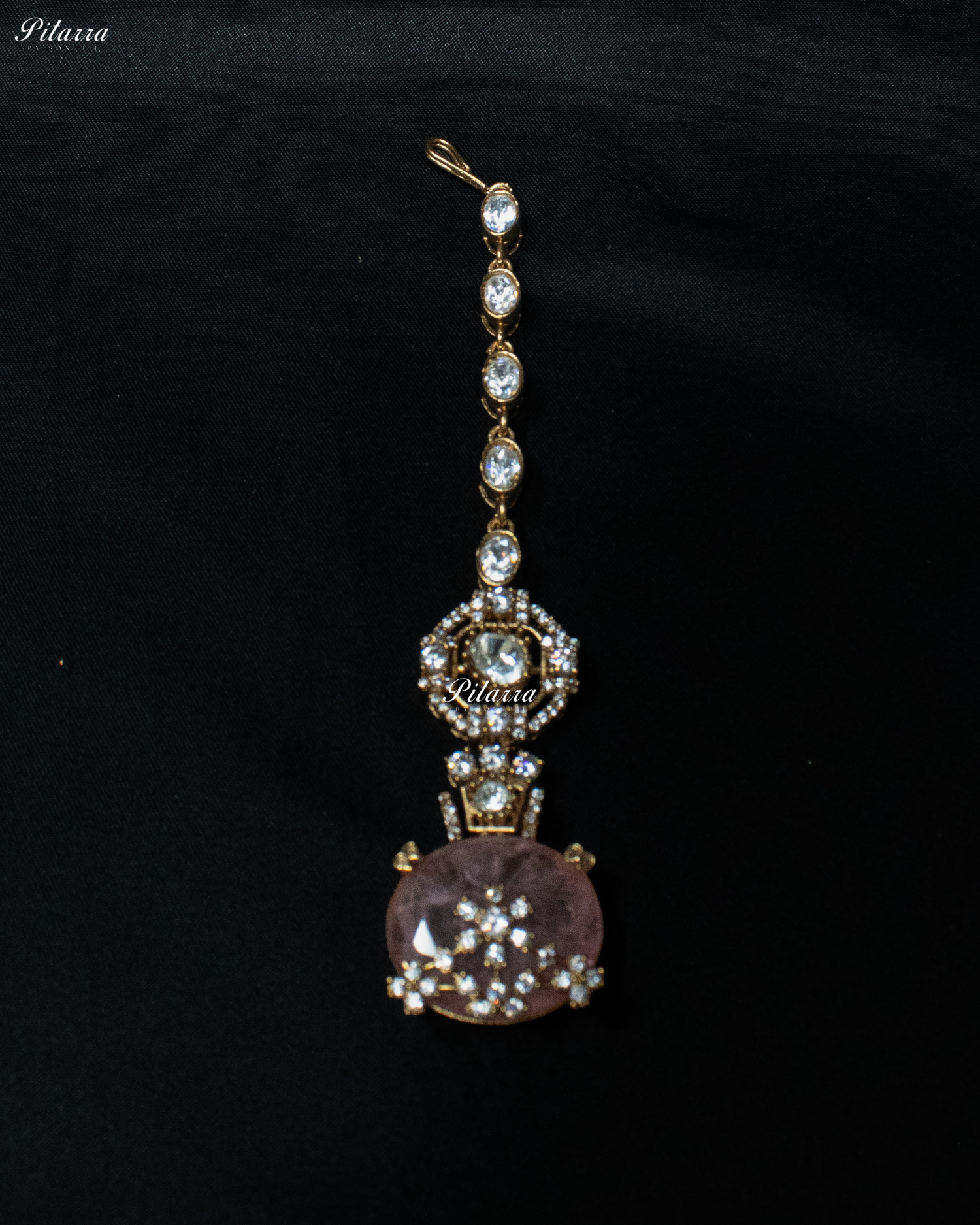 Peach Big Stone Victorian Polki Kundan Necklace Set