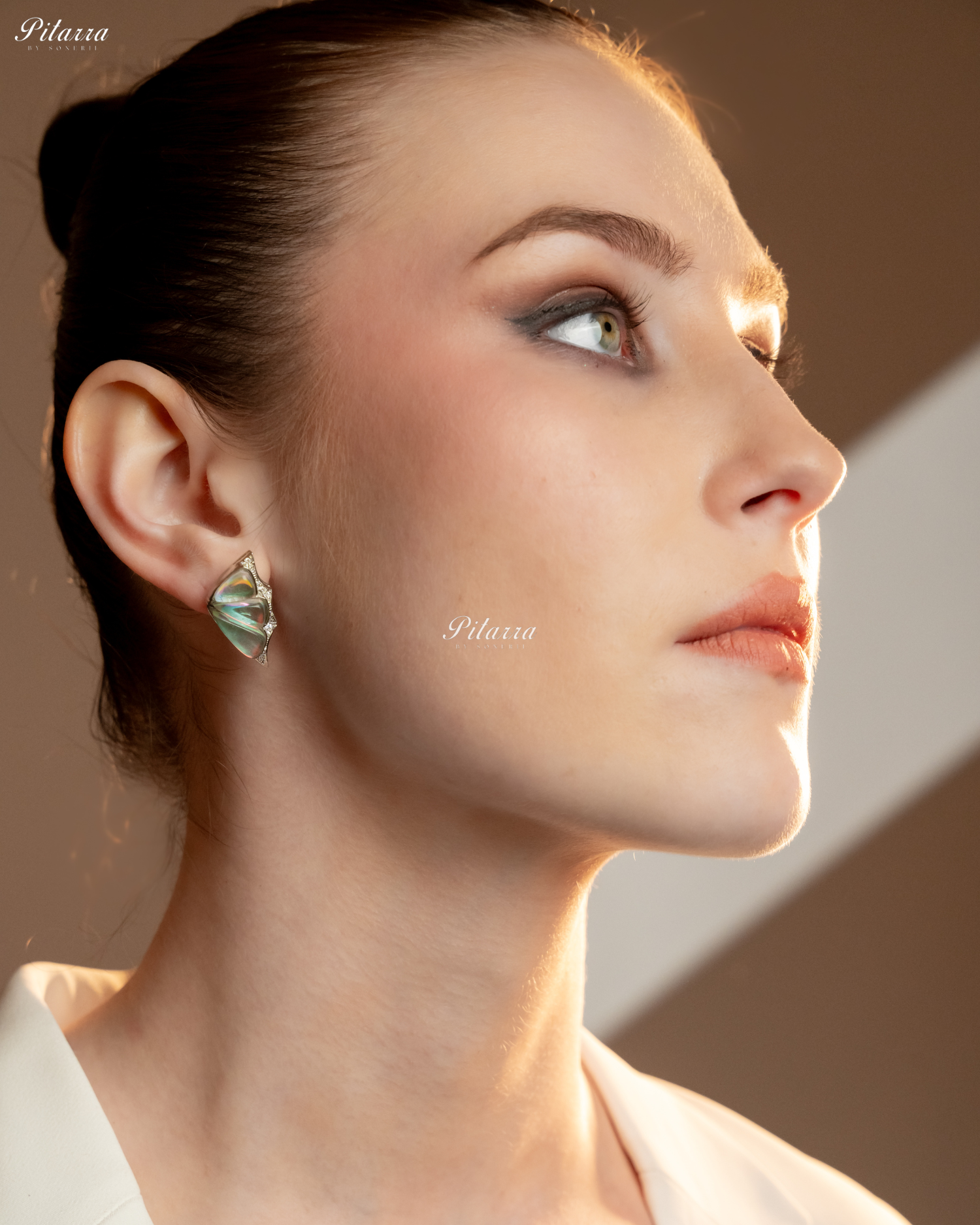 Two Tone Wing Shape CZ Crystal Stud Earrings