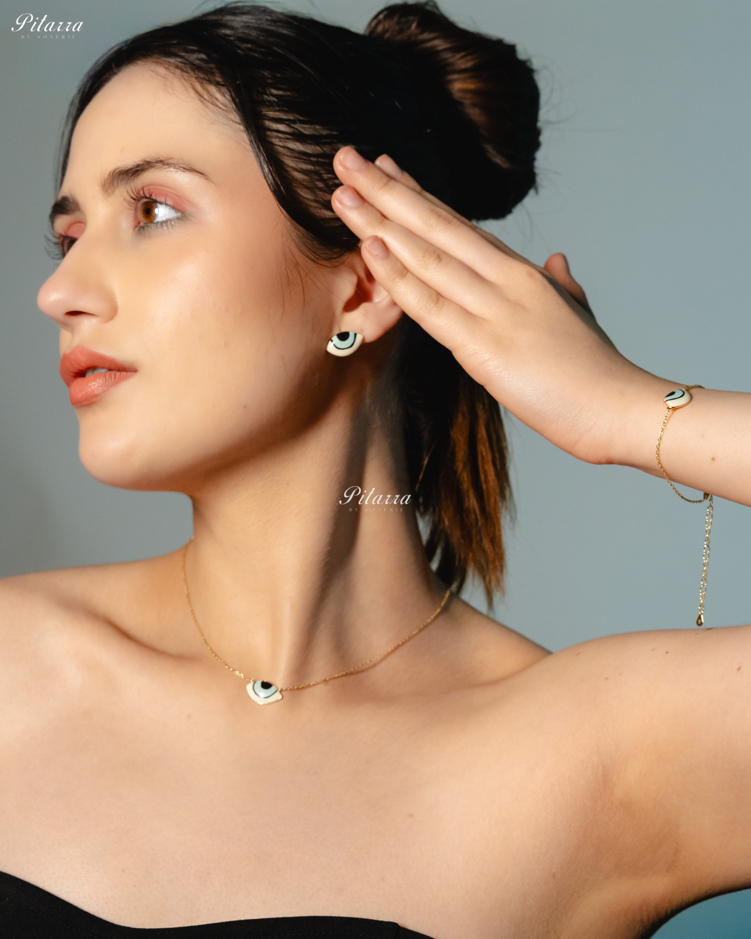 92.5 Silver Light Blue Evil Eye Stud Earrings