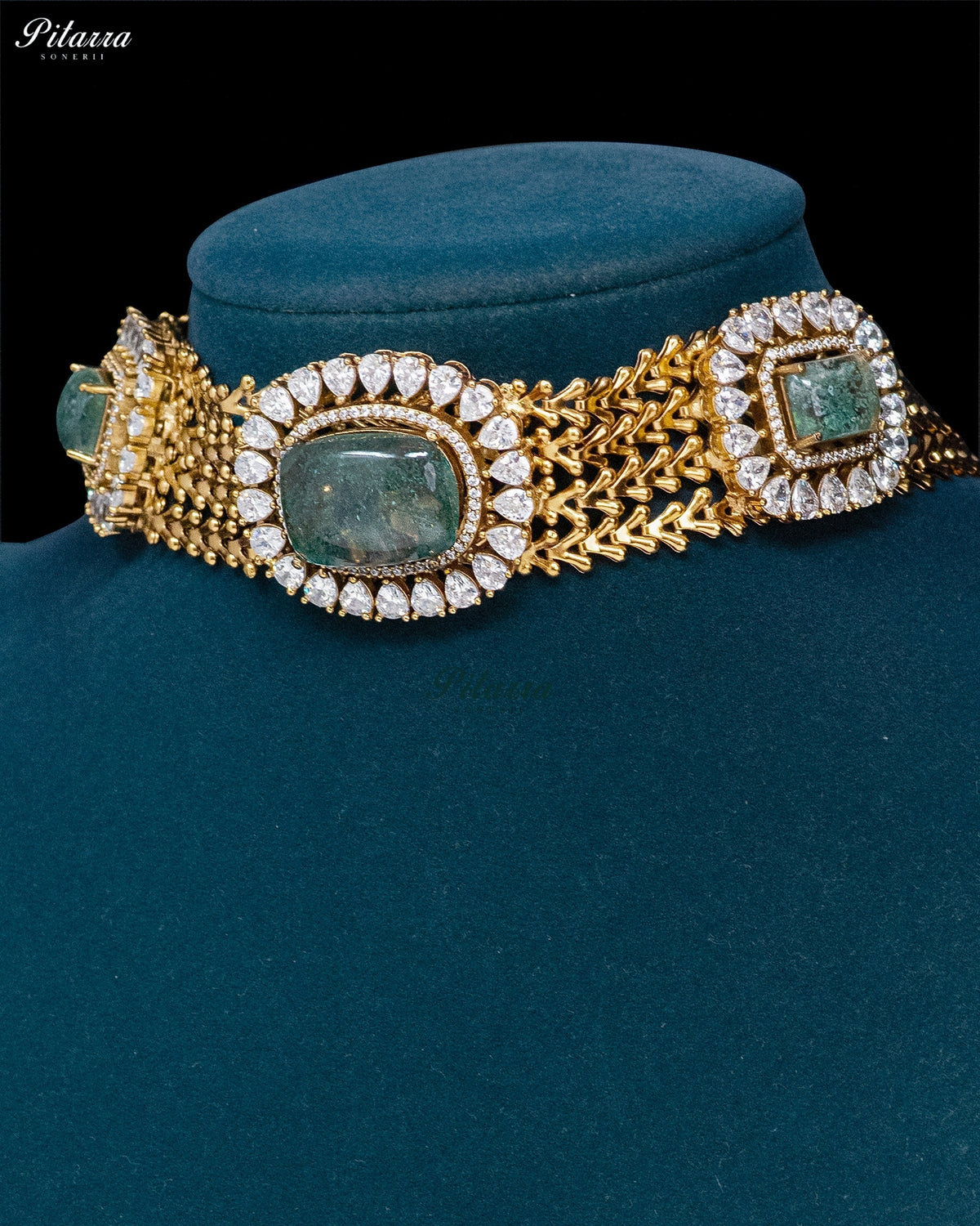 Smoky Green Stone Kundan Choker Set