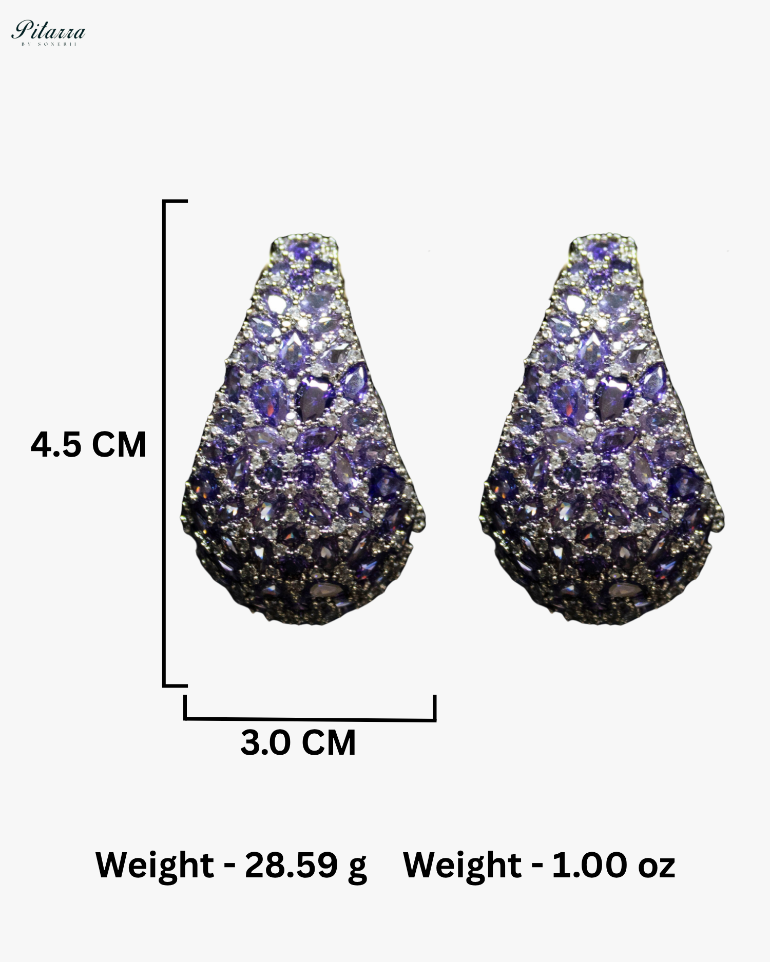 Purple Teardrop CZ Stud Earrings