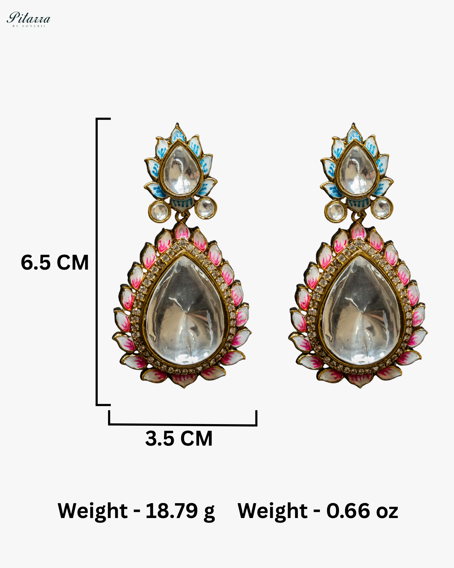 Pitarra Pink Polki Kundan Dangle Earrings