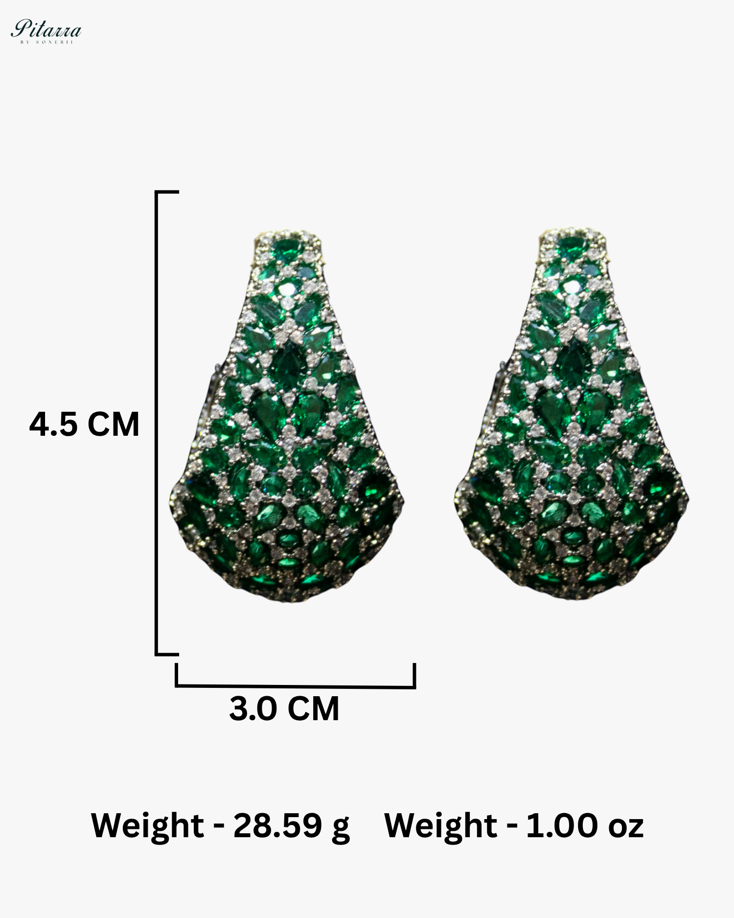 Emerald Teardrop CZ Stud Earrings