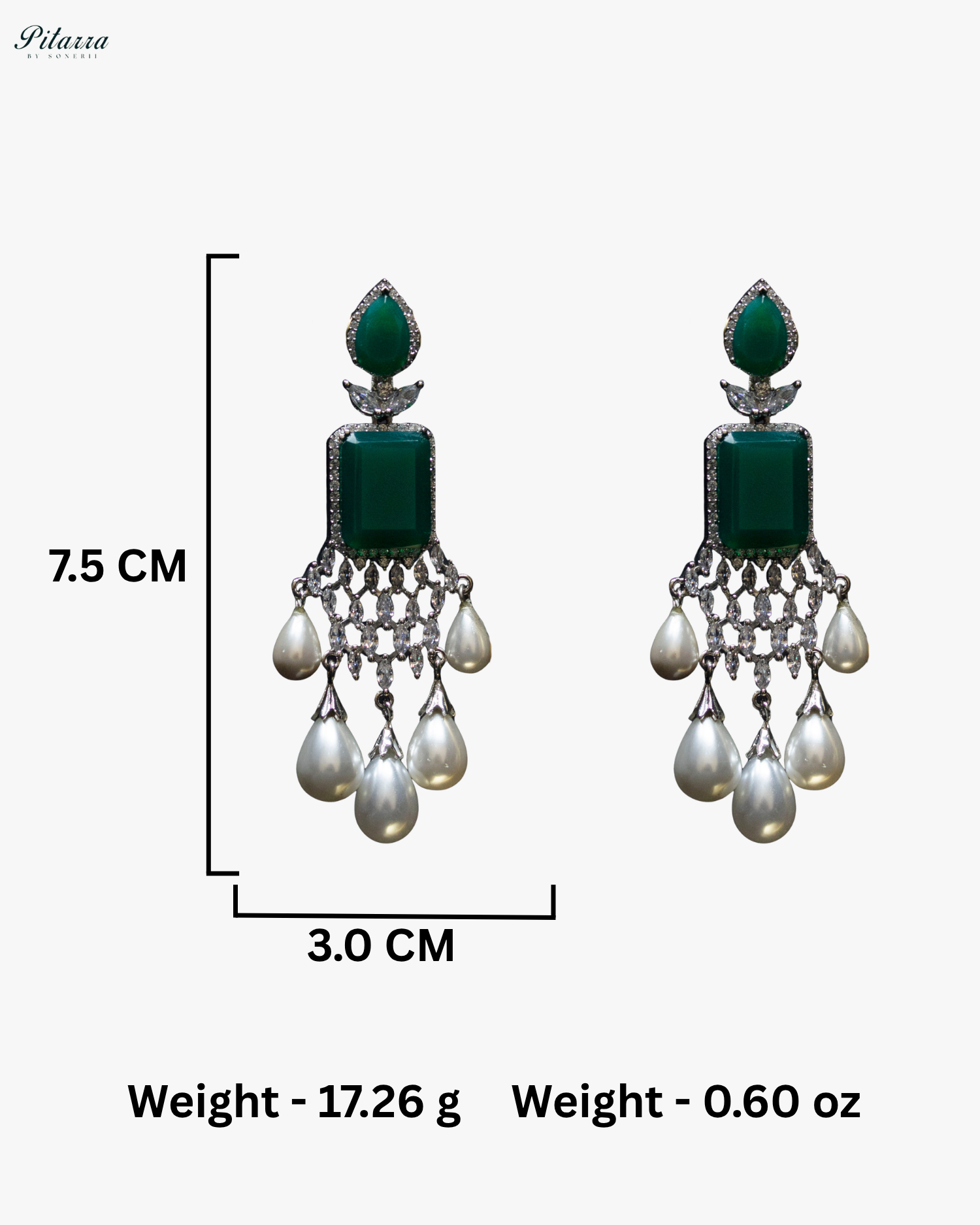 Emerald Stone Multi Layered Pearl Long Necklace Set