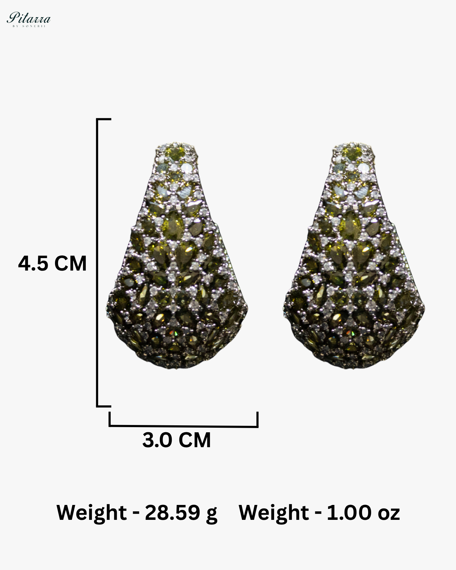 Peridot Teardrop CZ Stud Earrings