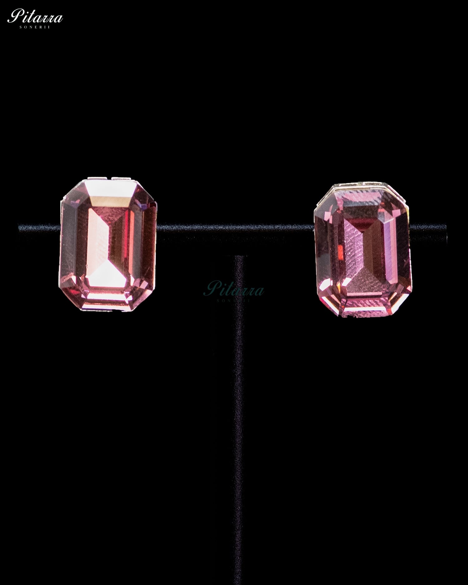Pink Emerald-Cut Crystal Statement Earrings