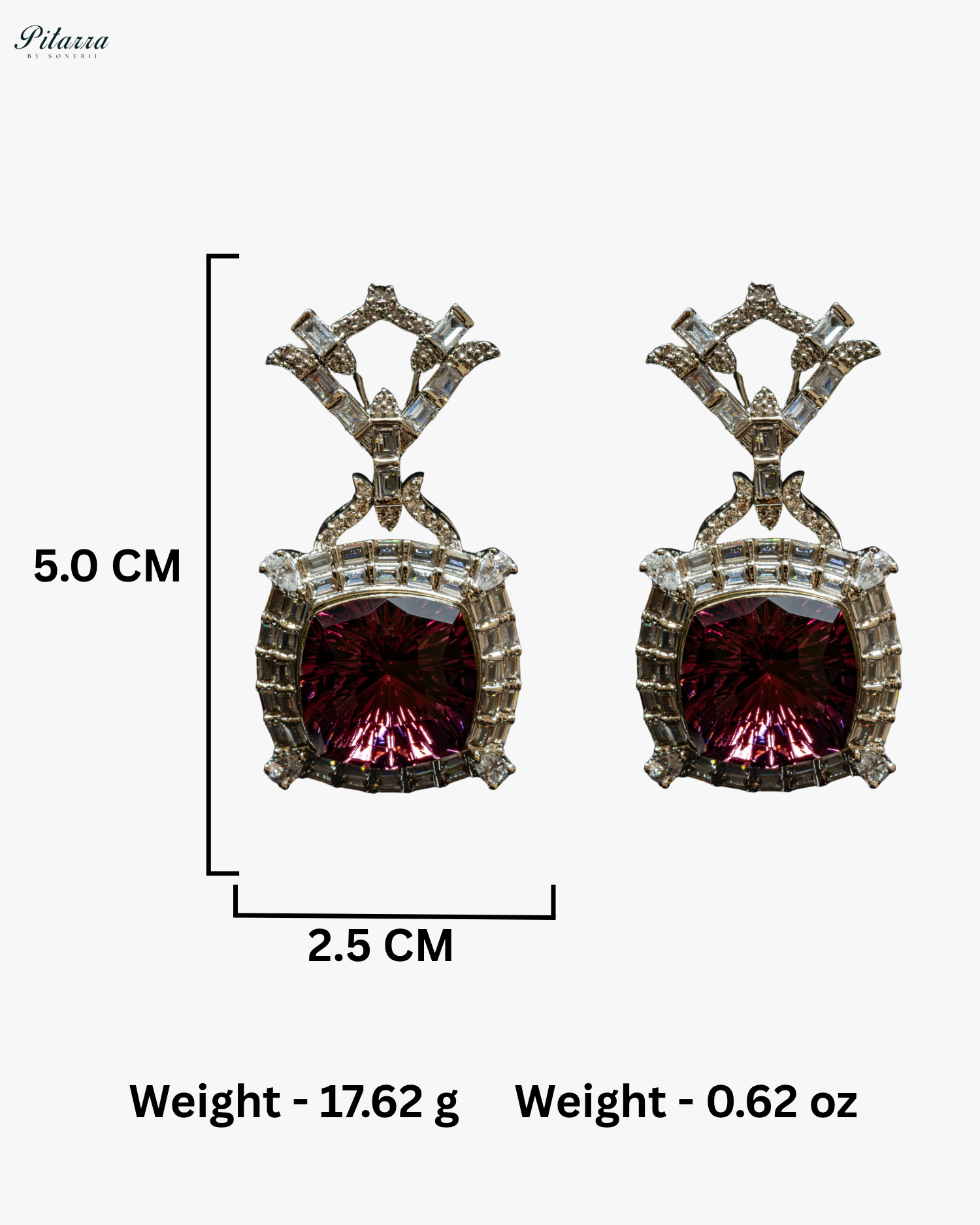 Multicolor Finish Ruby Red Stone Zircon Long Necklace Set