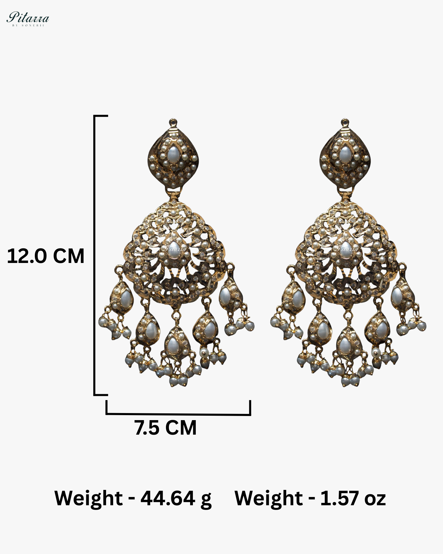 White Studed Handcrafted Chandbali Earrings