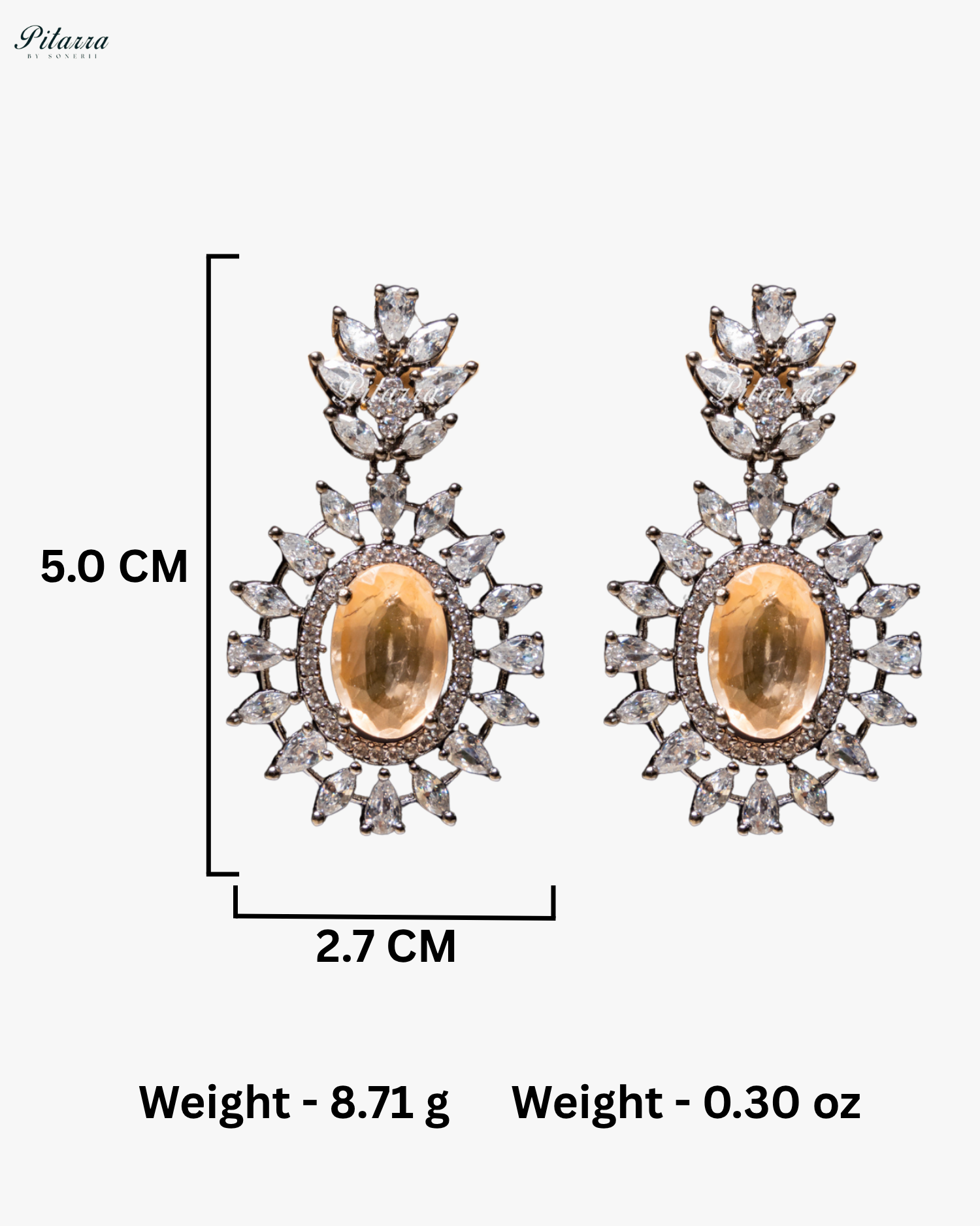 Peach Color Stones Dazzling Cubic Zirconia Necklace Set