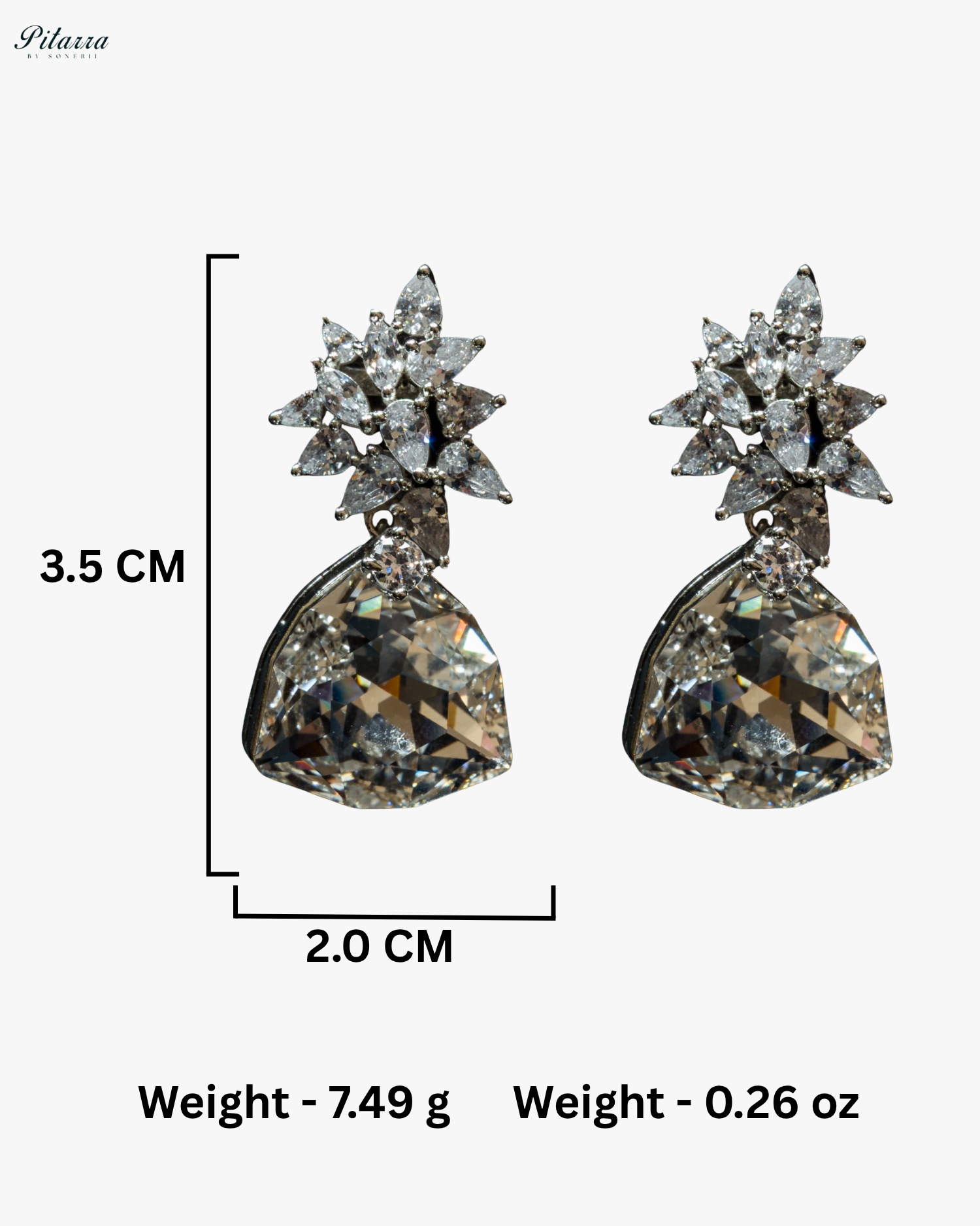 White Stone Silver Floral CZ Stud Earrings