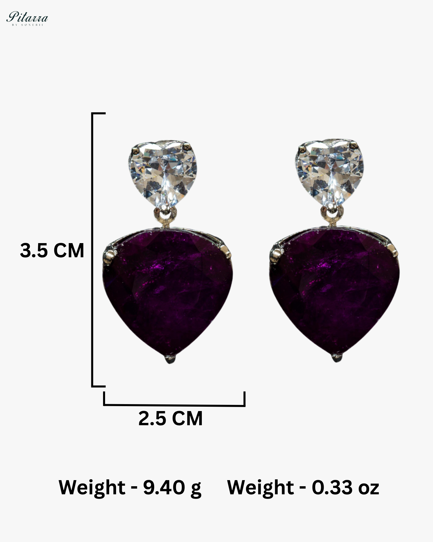 Purple Drop Stone Centred CZ Necklace Set