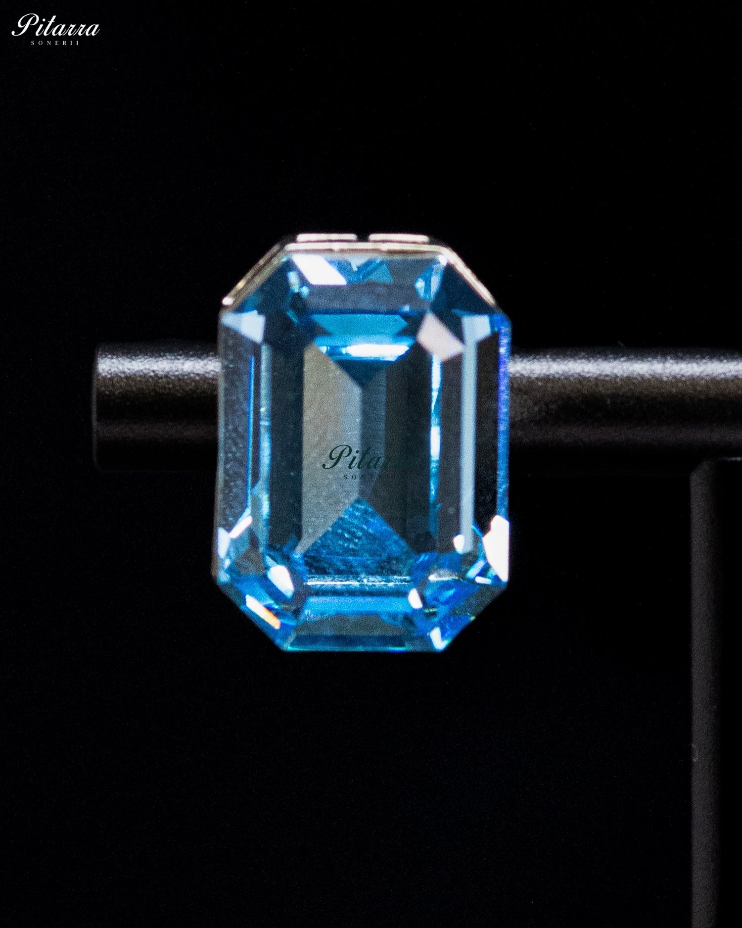 Blue Emerald-Cut Crystal Statement Earrings