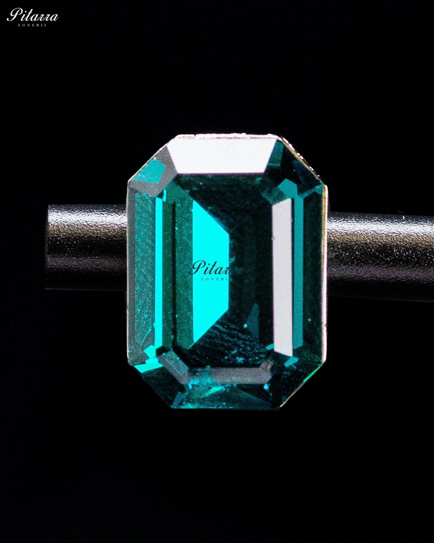 Deep Teal Emerald-Cut Crystal Statement Earrings