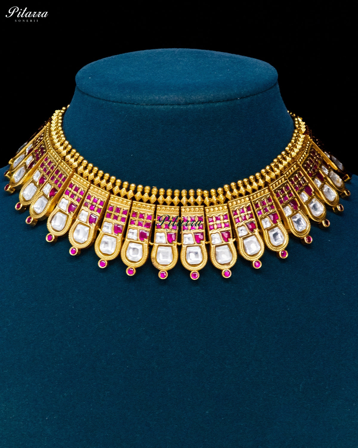 Pink & White Kundan Necklace Set